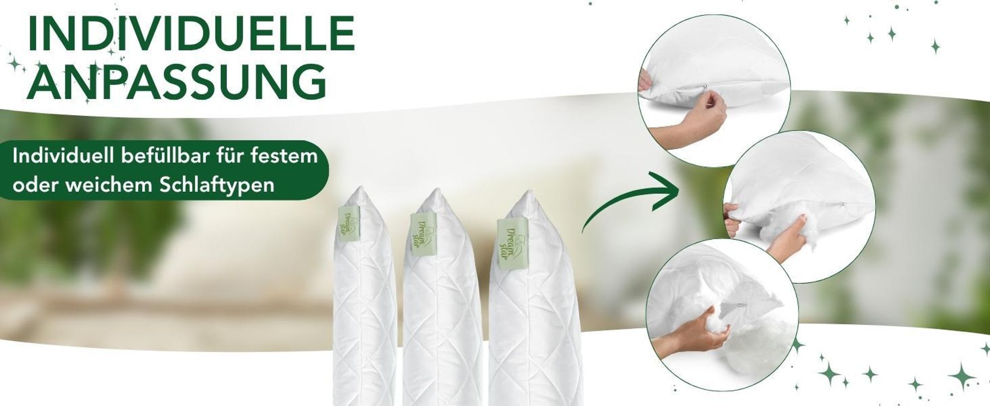 Premium Steppkissen 2er Set 80x80 cm | DREAMSTAR Mikrofaser Kopfkissen | für Allergiker geeignet, weich & pflegeleicht