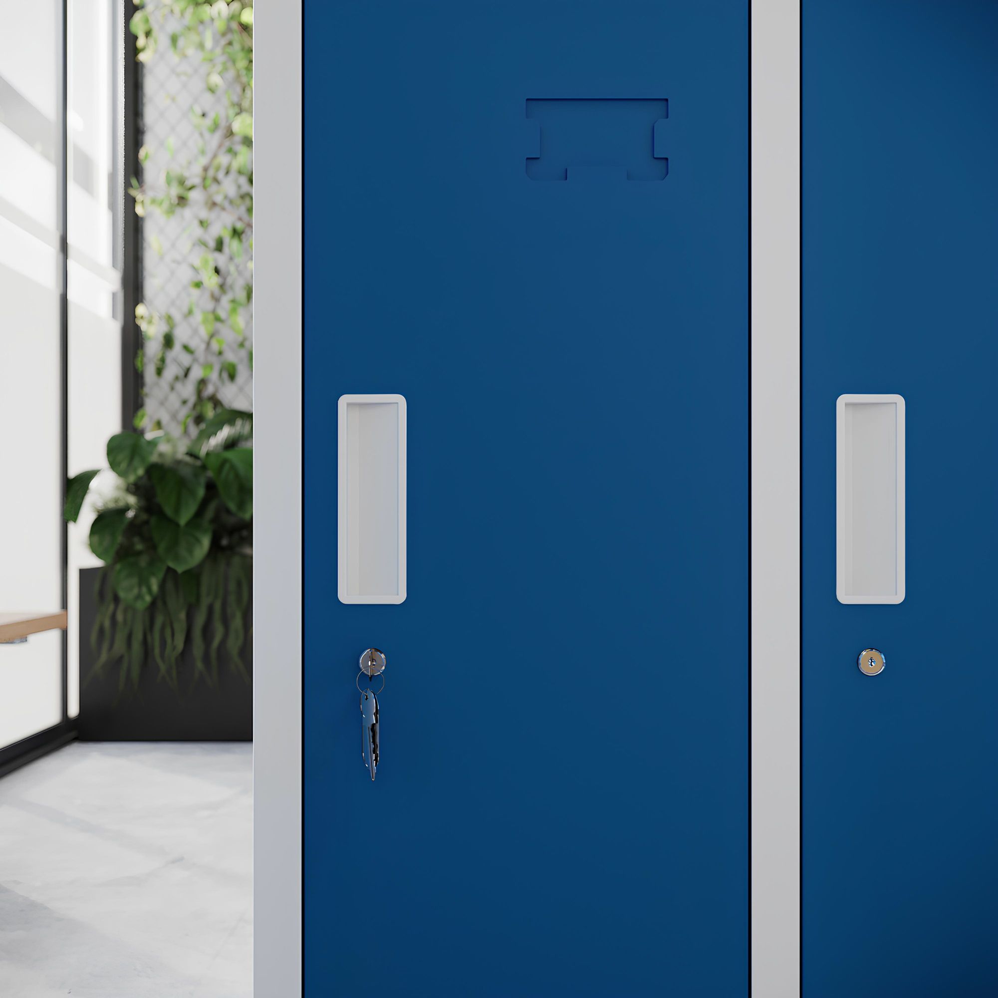 Umkleideschrank 5B2A Spind Spint Schließfachschrank Metallschrank mit 10 Fächern Etikettenhalter Metall 172 cm x 136 cm x 45 cm Farbe: Grau-Blau