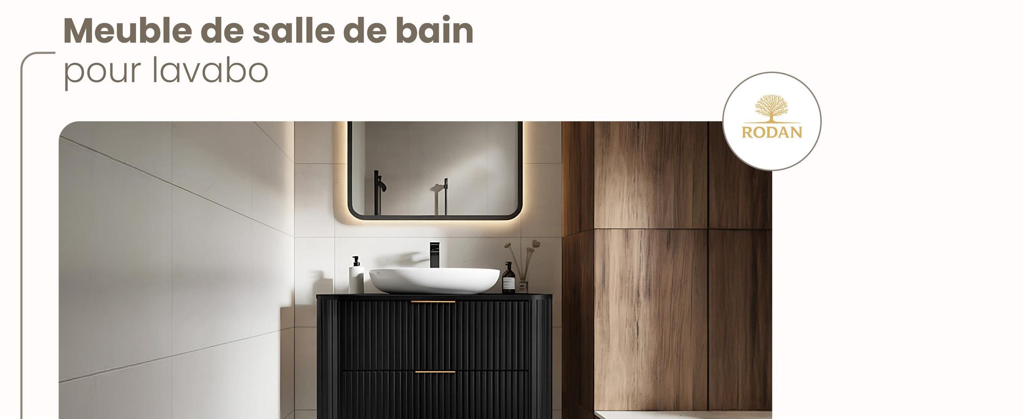 Meuble sous lavabo, Noir, Armoires, meubles bas, Rodan, Armoires de salle de bain