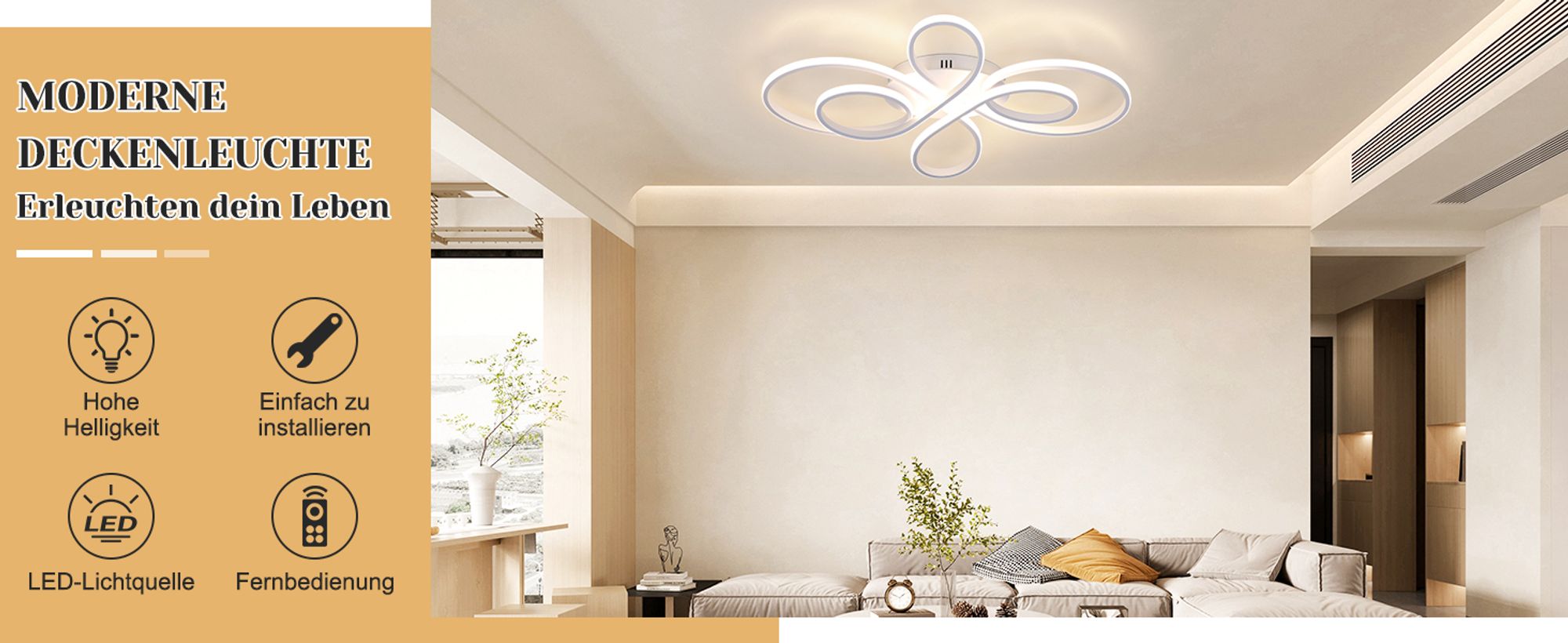 ZMH Deckenlampe LED Deckenleuchte Dimmbar Wohnzimmerlampe 78W Schlafzimmerlampe Weiß mit Fernbedienung Deckenbeleuchtung Groß für Esszimmer Büro Küche