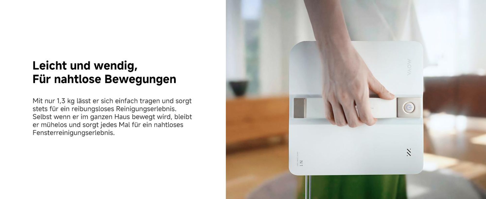 MOVA N1 Fensterputzroboter – kompakt, leicht, 8000 Pa Saugleistung, 32 m² Reichweite, 120 ml Wassertank, Smart Clean