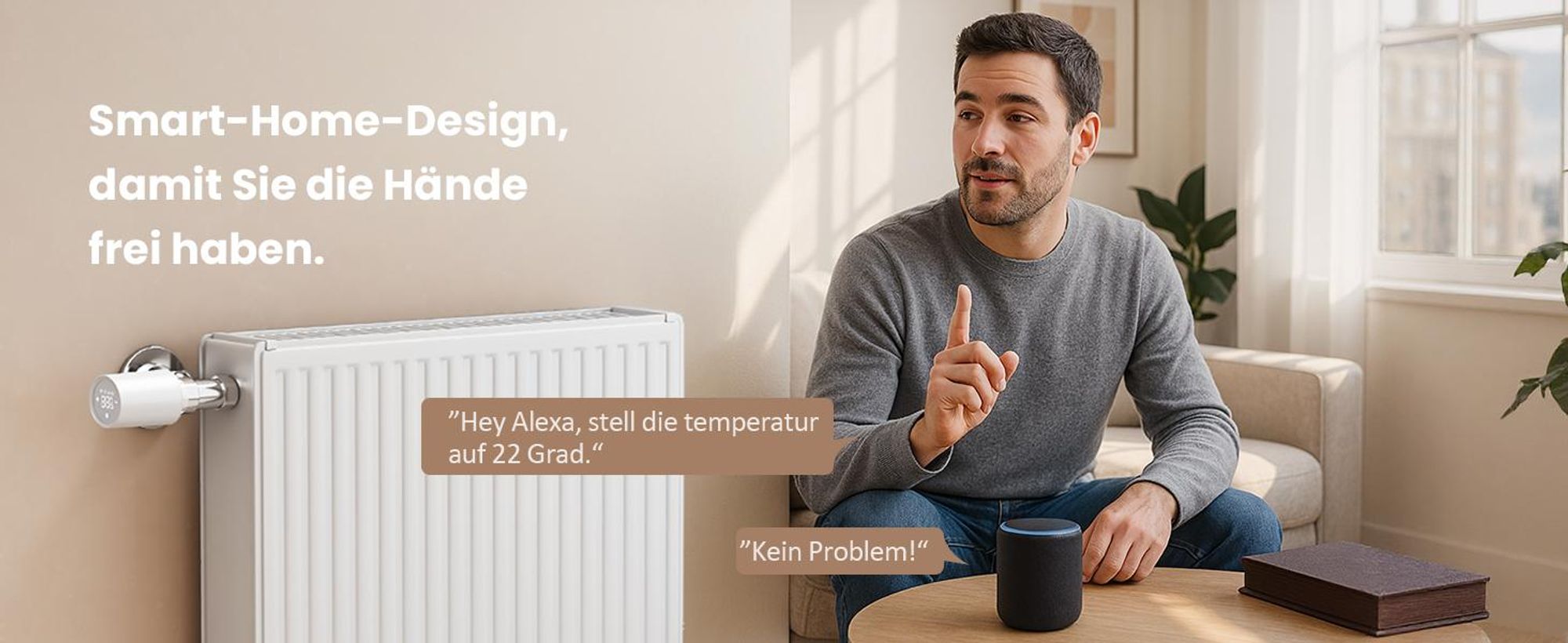 EMKE Heizkörperthermostat Intelligent mit Smart Gateway – Weiß ABS-Gehäuse Fernsteuerung Fenster-Offenerkennung & Kindersicherung