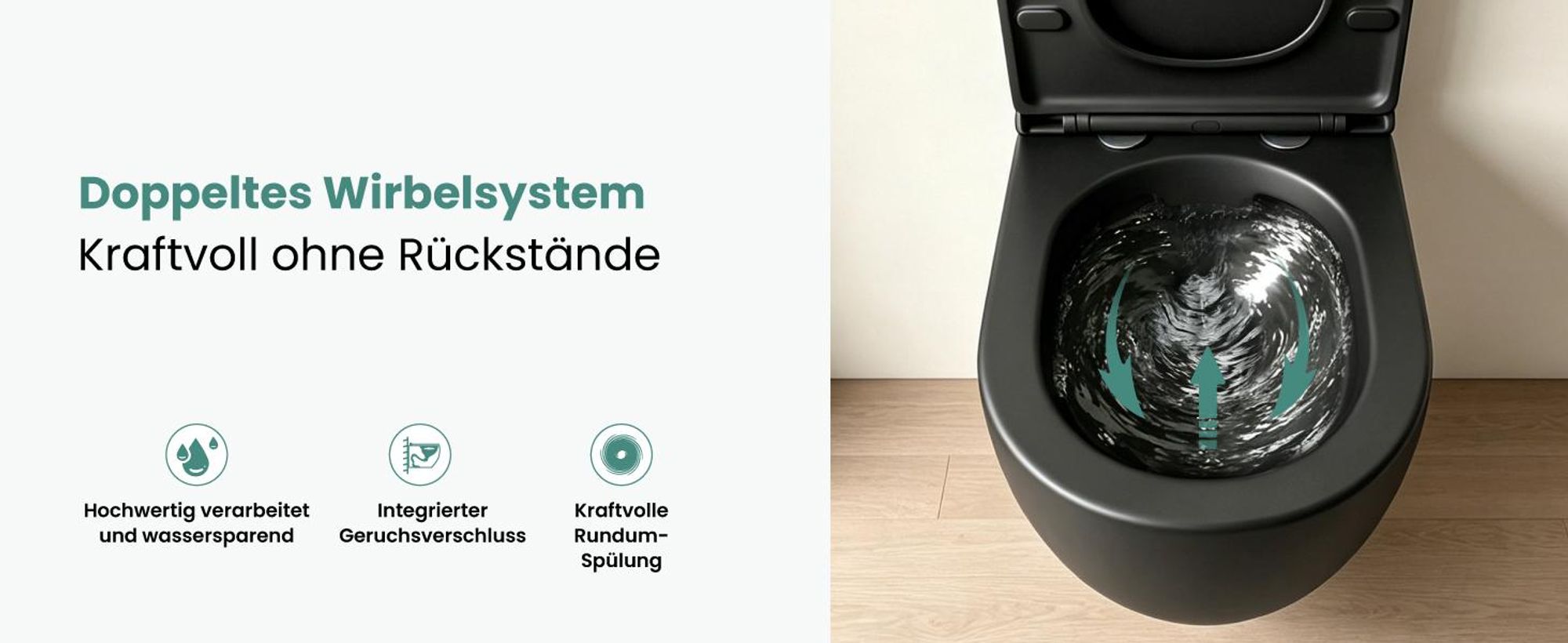 Mai & Mai Hänge WC schwarz matt mit Softclose Sitz | Wand WC aus keramik spülrandloses WC BTH: 36x50x36cm Aachen179