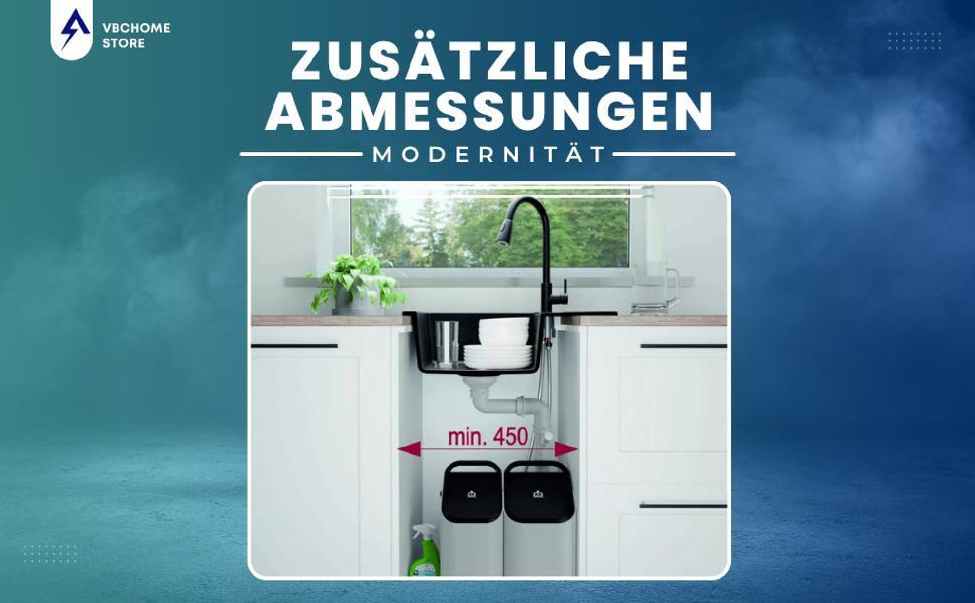 VBChome Granitspüle 76 x 44 cm Beige mit Armatur Einzelbecken Einbauspüle Reversibel Gesprenkelt Pflegeleichtes Spülbecken mit Siphon Ideal für kleine