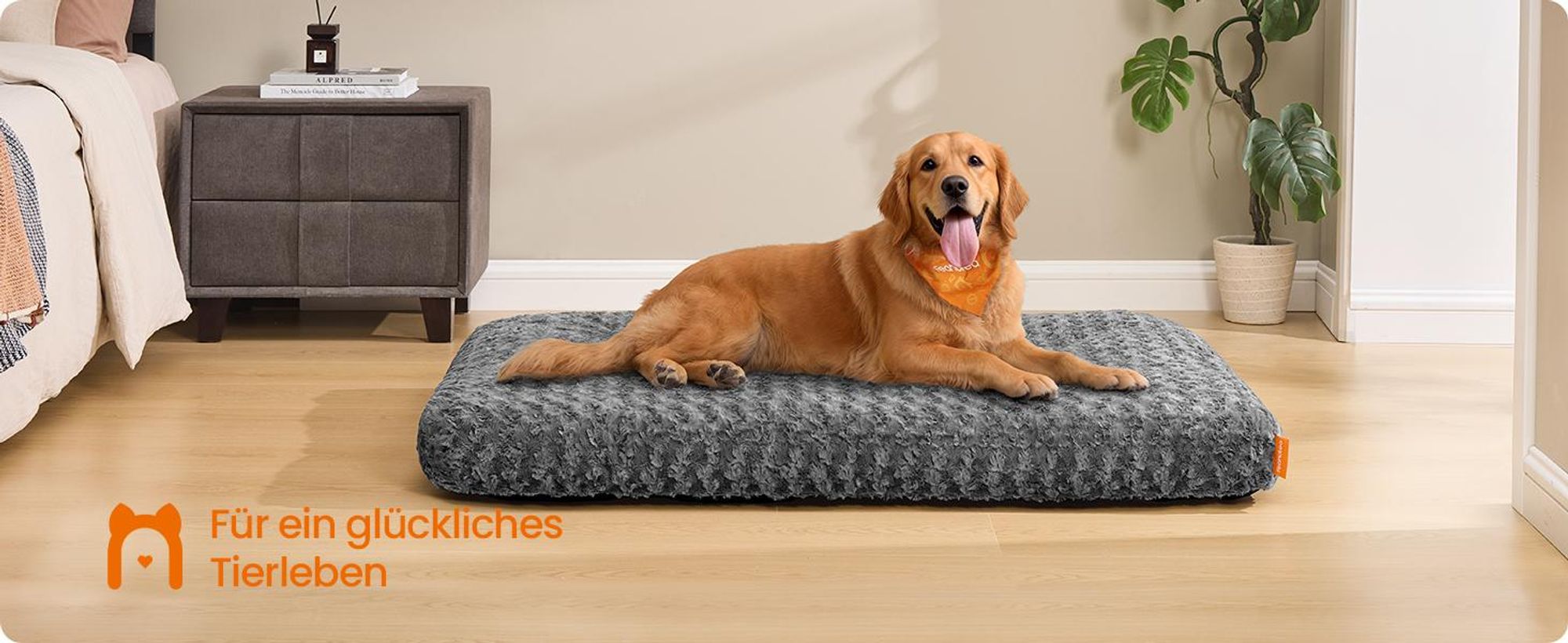 Feandrea Hundebett, flauschige Hundematte, Plüsch, weiche Polsterung, waschbar, rutschfest