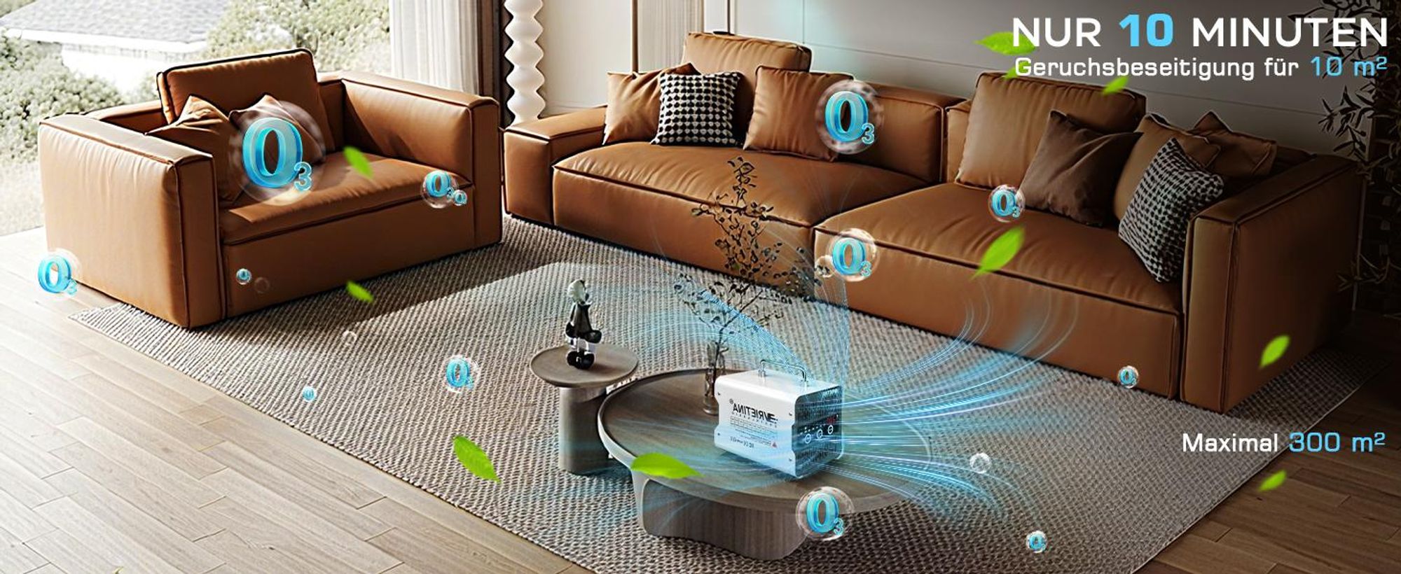 65.000 mg/h Ozongenerator, O3 Luftreiniger bis 300 m², Touchscreen, Timer, Ozongerät Sterilisator, Abnehmbar Filter, Geruchsbeseitigung Desinfektio