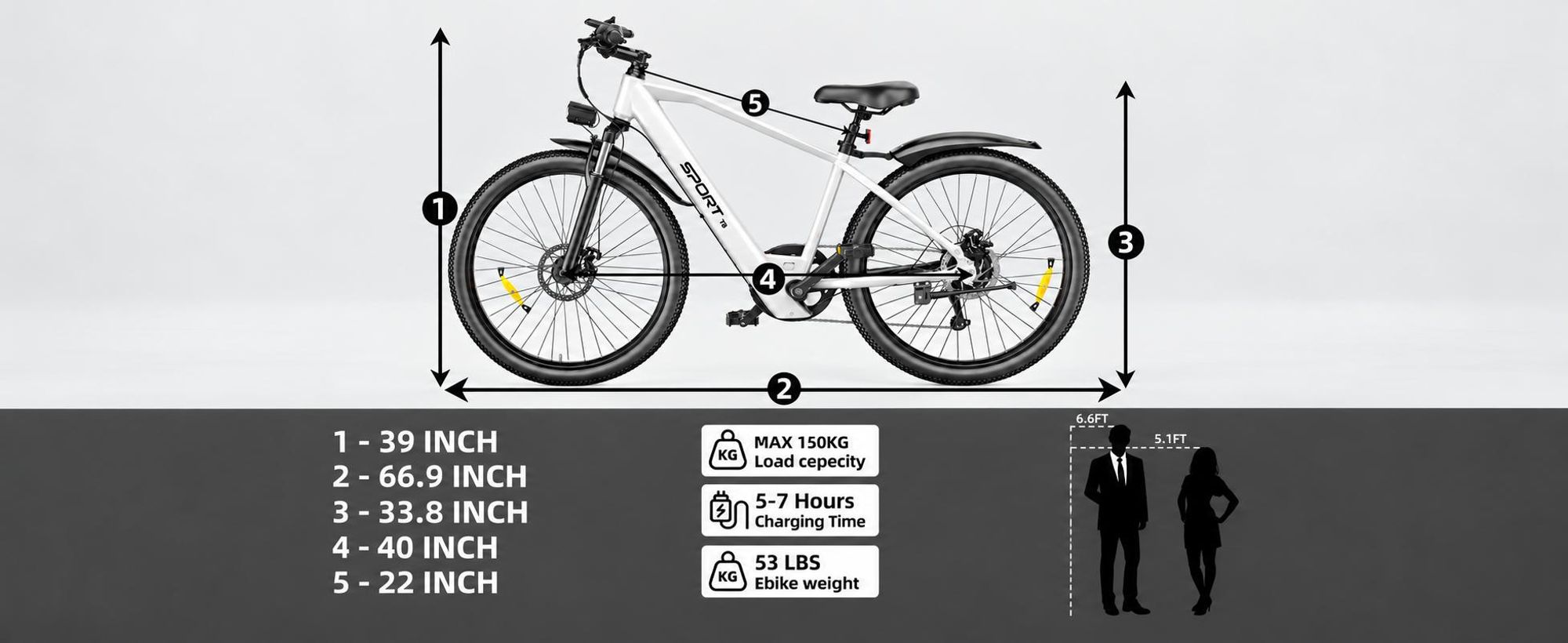 PiXELPiLOT 26 Zoll E Bike, T8 Trekking E-Bikes 48V 8Ah Akku, 25km/h, 7-Gang, Scheibenbremsen, Federgabel