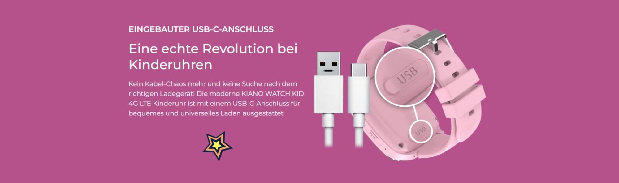 Smartwatch Kiano Watch KID 4G LTE Princess - Kinderuhr mit rosa Armband | Uhr mit Zifferblatt mit Märchenmotiven | GPS, AGPS, LBS, WIFI
