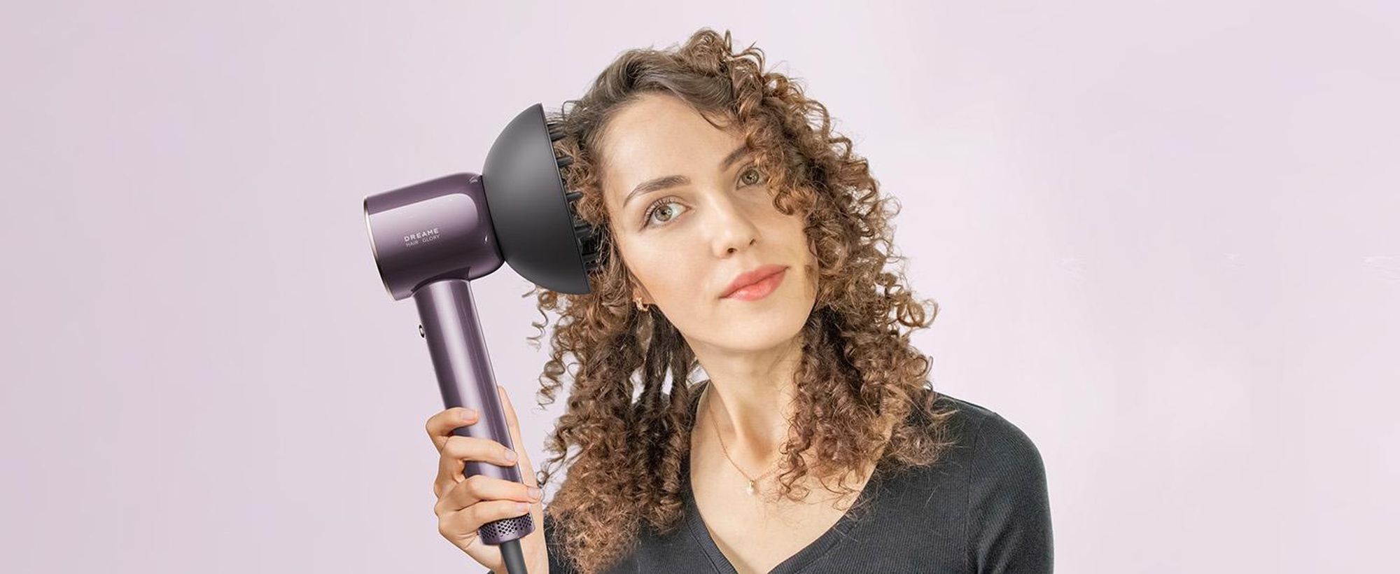 Dreame Glory Combo Haartrockner,110K U/min,70m/s,professioneller,Negativ-Ionen-Technologie,4 Temperaturstufen, Luftgeschwindigkeitsregelung,lila