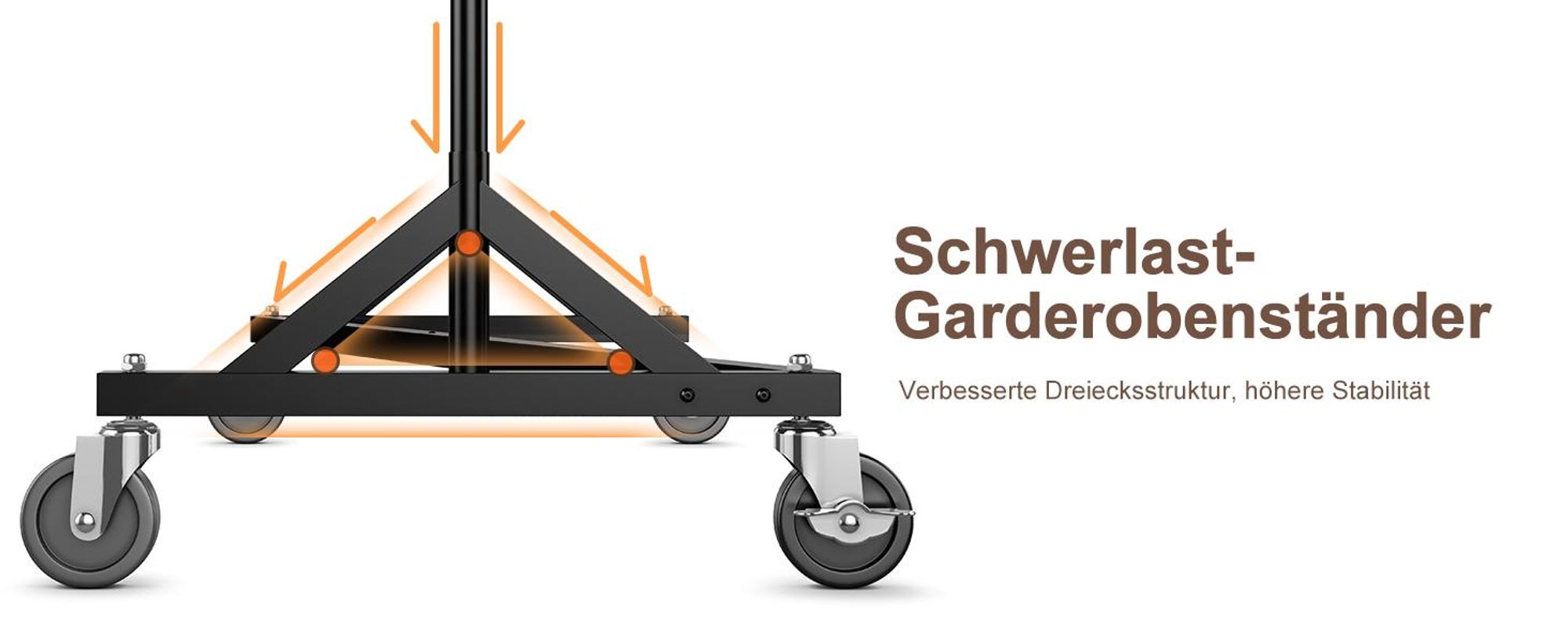HOKEEPER Kommerzieller Kleiderständer mit Z-Ständer, Tragkraft 182 kg, robuster Kleiderstange auf Rollen, schwarz