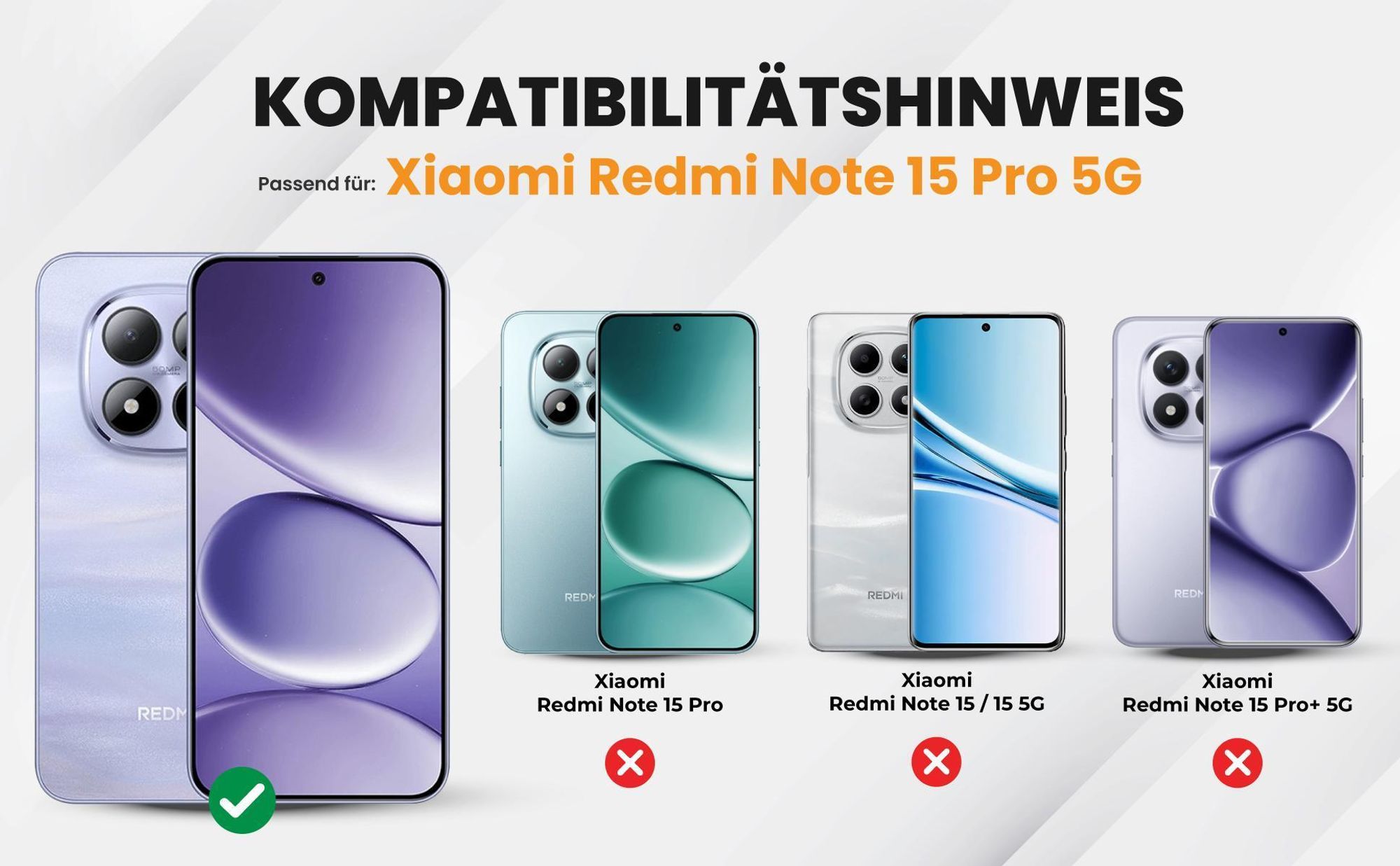 Kompatibilitätshinweise Hülle für Xiaomi Redmi Note 15 Pro 5G
