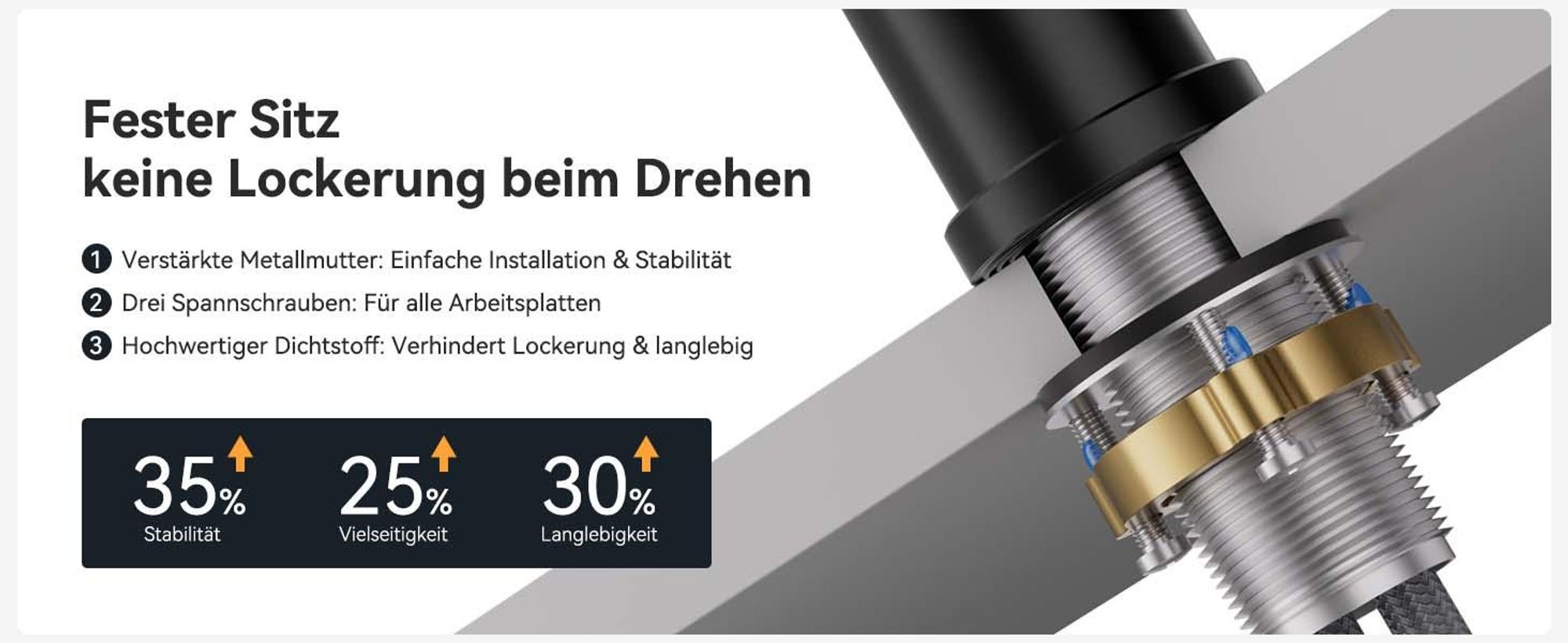 Cecipa MAX 304 Edelstahl Küchenarmatur | 360° Drehbar & Ausziehbar | Schwarz Matt | Zwei Wasserausgänge