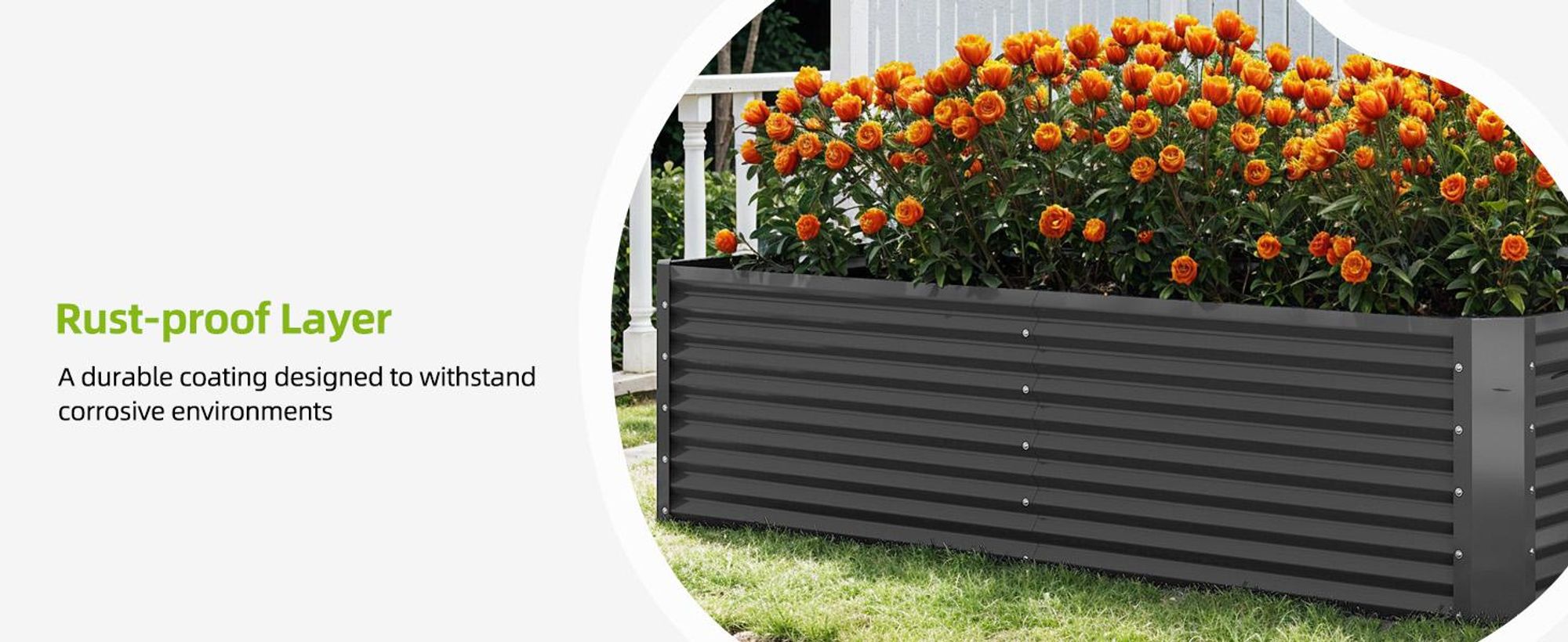 2er-Set Hochbeet 240x120x54cm Metall Ovales Gartenbeet, Pflanzkasten Verzinkter, Schwarz