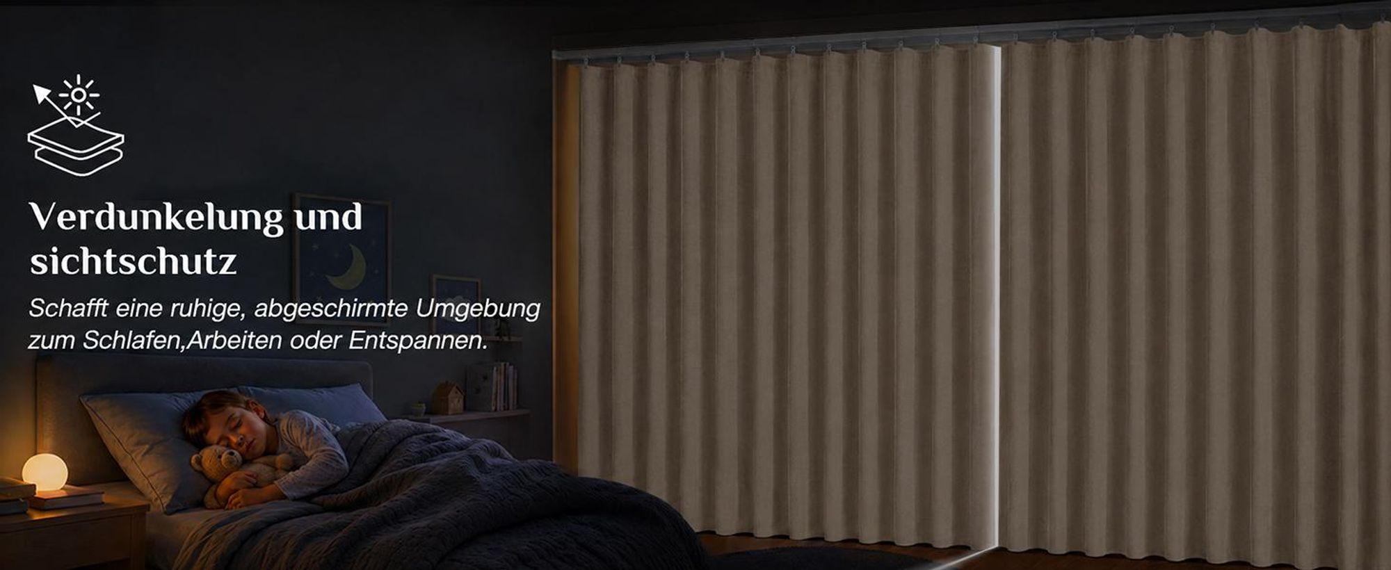 Extra Breite Vorhang Blickdicht Raumteiler mit Schiene Gardinen Vorhänge Türvorhang für Wohnzimmer Schlafzimmer, B254xH213cm, Khaki