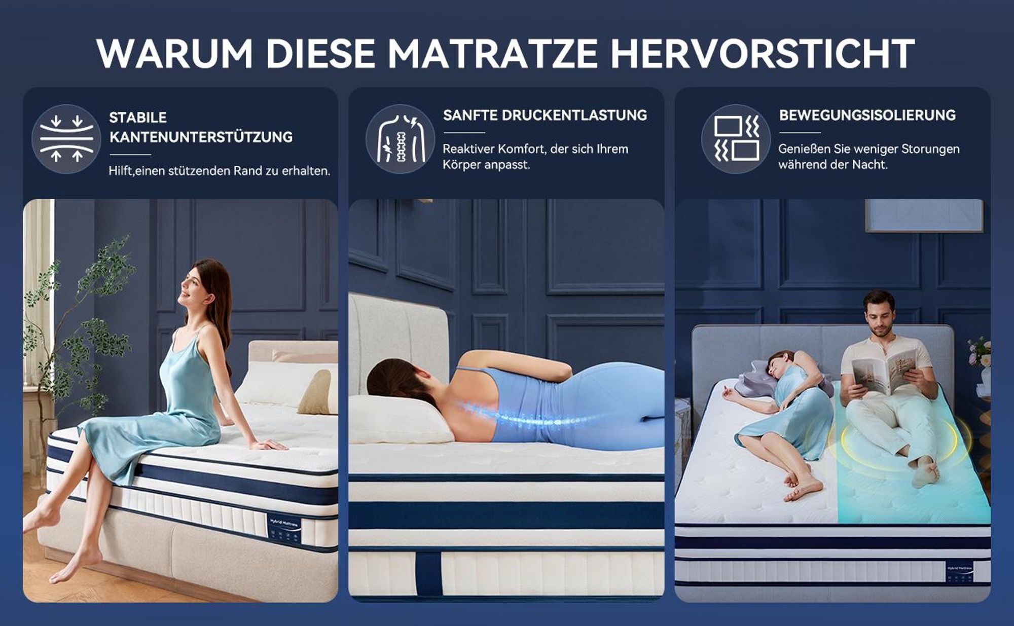 Matratze 90x200 30cm Integrierter Topper Matratze 7 zonen Taschenfederkernmatratze H3/H4