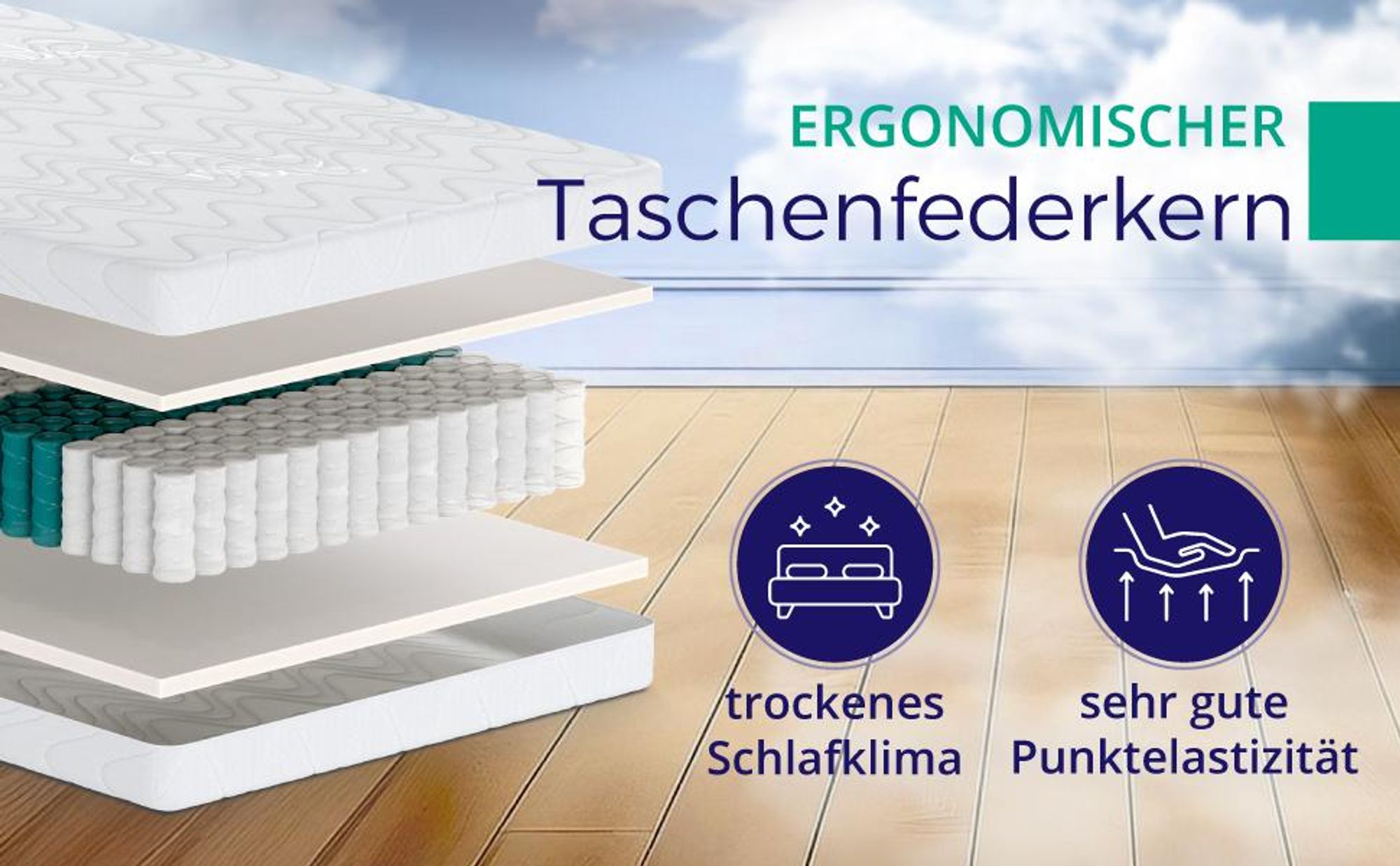 Taschenfederkernmatratze 140 x 200 cm H2 - Höhe 18 cm - Ergonomische 7-Zonen Matratze - Federkernmatratze für jede Schlafposition