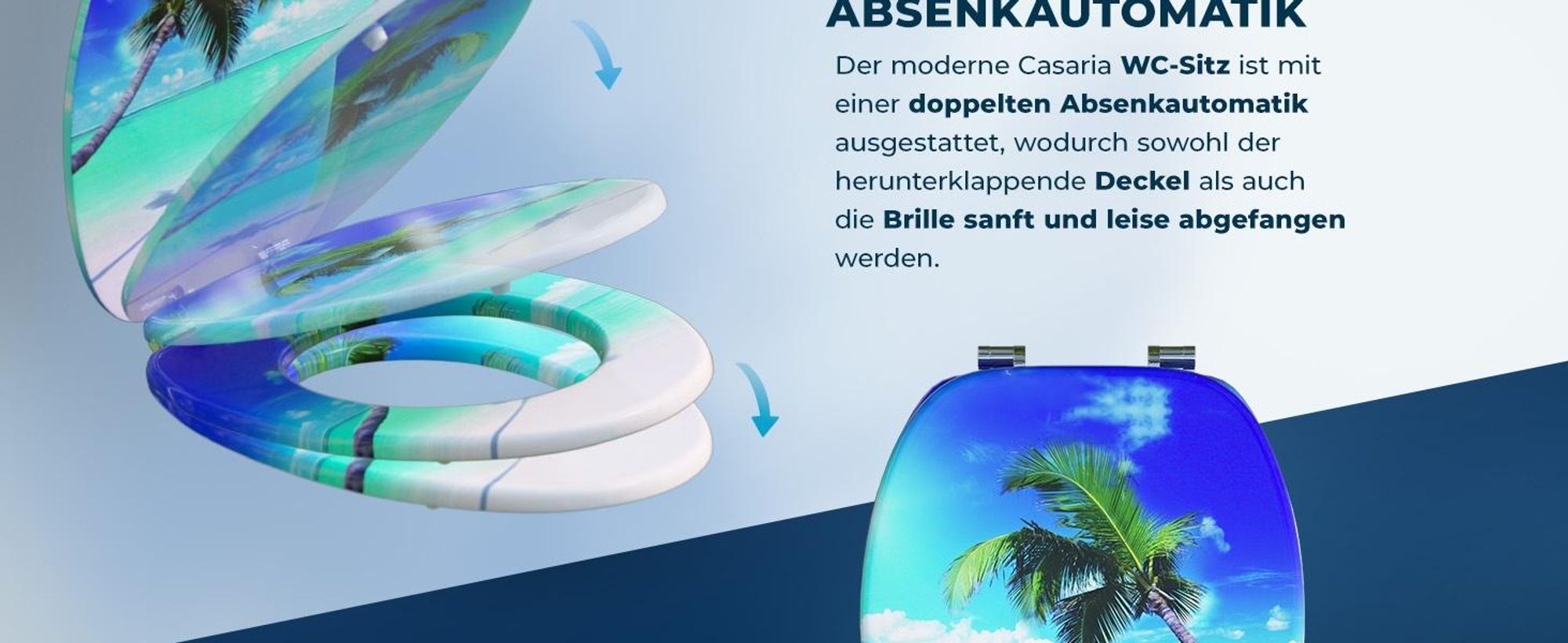 CASARIA WC Sitz mit doppelter Absenkautomatik Strand