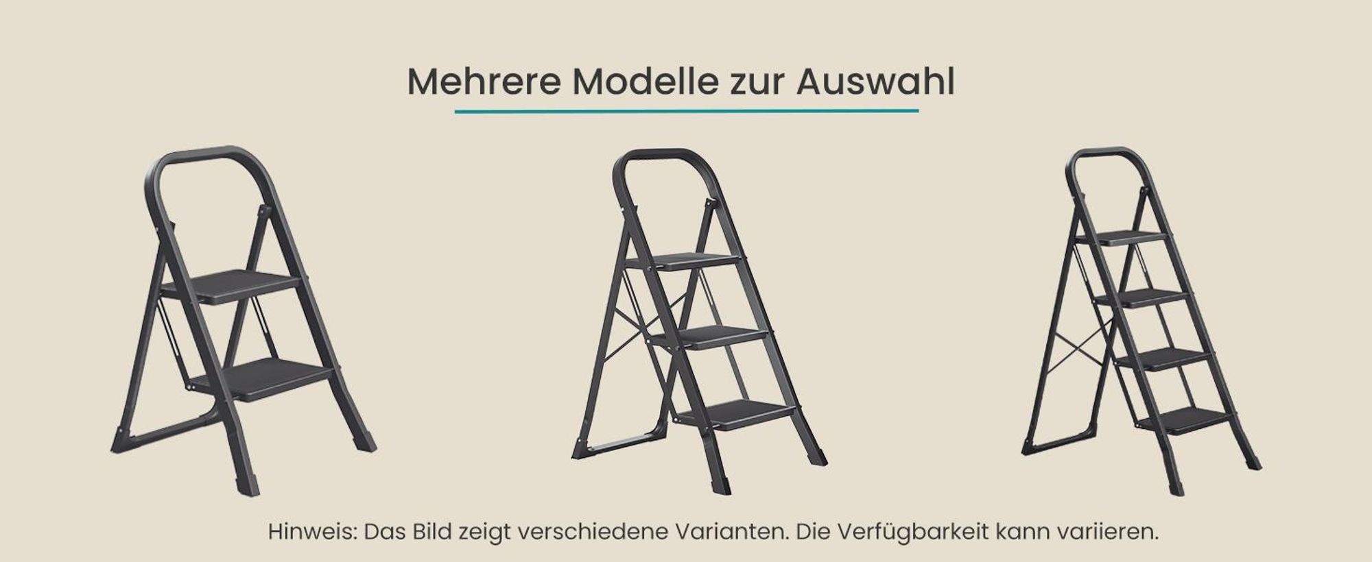 SONGMICS Stehleiter, 4-stufig, Klapptritt mit Klappsicherung, platzsparend, für Haushalt, bis 150 kg belastbar, schwarz