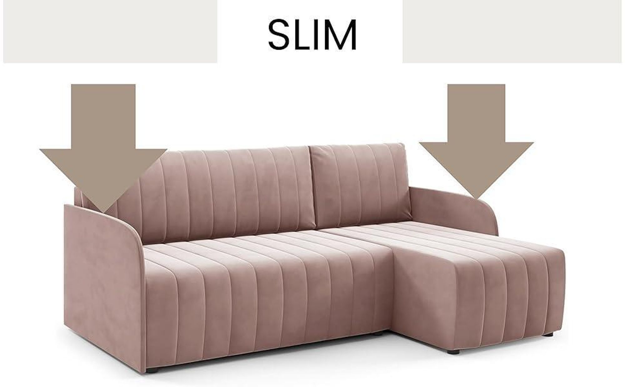 LIKMA Schmutziges Rosa Ecksofa Otto 224x145 cm mit Schlaffunktion (200x140 cm) Eckcouch mit Bettkasten Wohnlandschaft mit Bettkasten Bettsofa mit Stauraum Polstermöbel Sofa 3 Sitzer