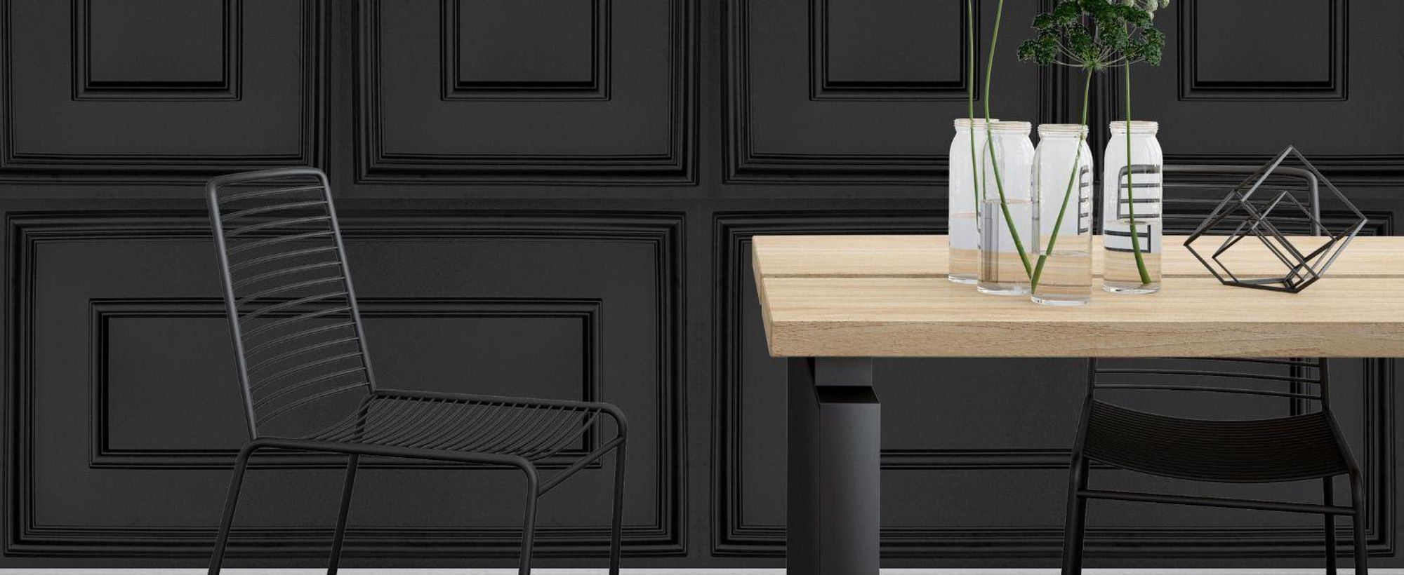 DECCART | 3D Wandpaneele Polystyrol Schwarz | 0,5m2 - 100x5 | Wandverkleidung für Wohnzimmer und Schlafzimmer | Dekorative Paneele