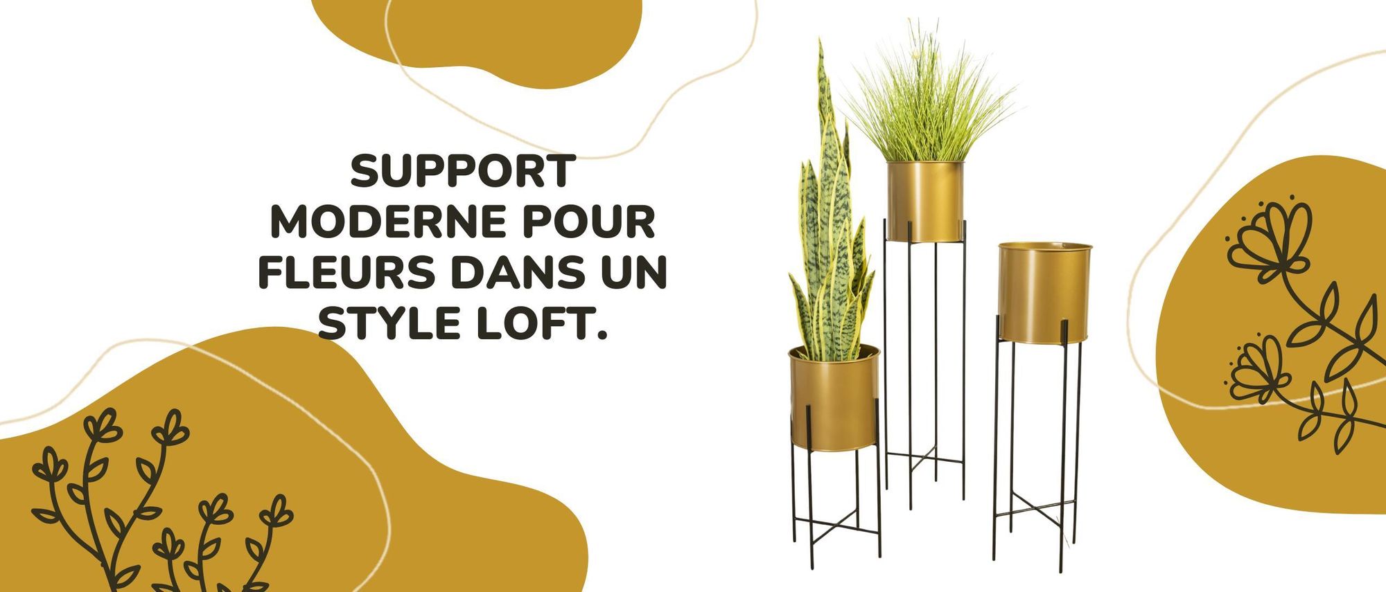 Howhomely, support pour plantes, support pour fleurs, pot de fleurs, métal, noir, doré