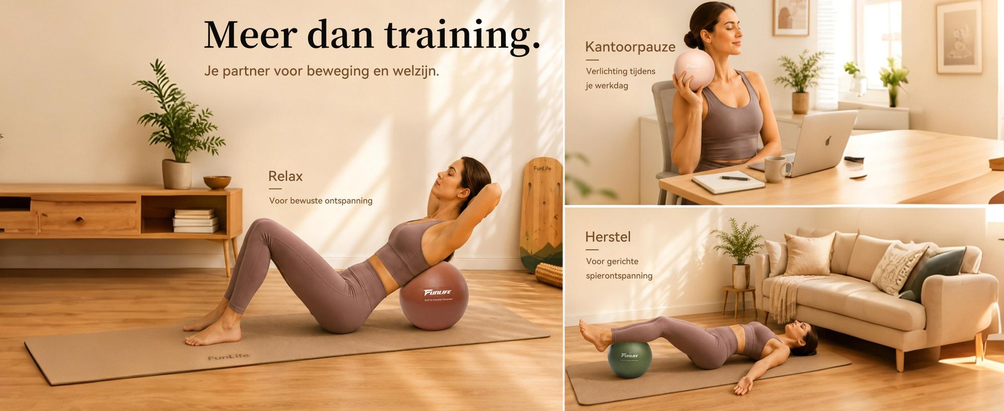 FunLife Pilatesbal van 25 cm met pomp, kleine fitnessbal voor Pilates, yoga, core- en balans training, antislip bal voor thuis en fitness