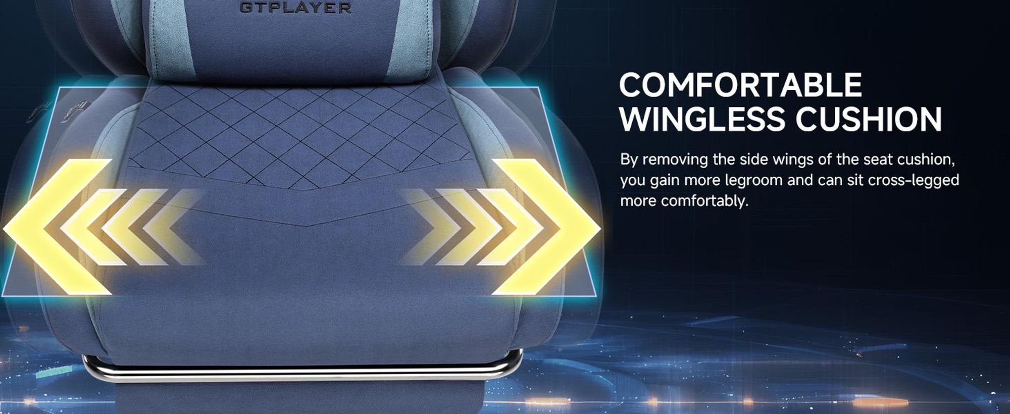 GTPLAYER Herní židle, Ergonomická herní židle z látky s bederní opěrkou, židle k PC s rozšířeným opěradlem, nosnost až 150 kg, tmavá