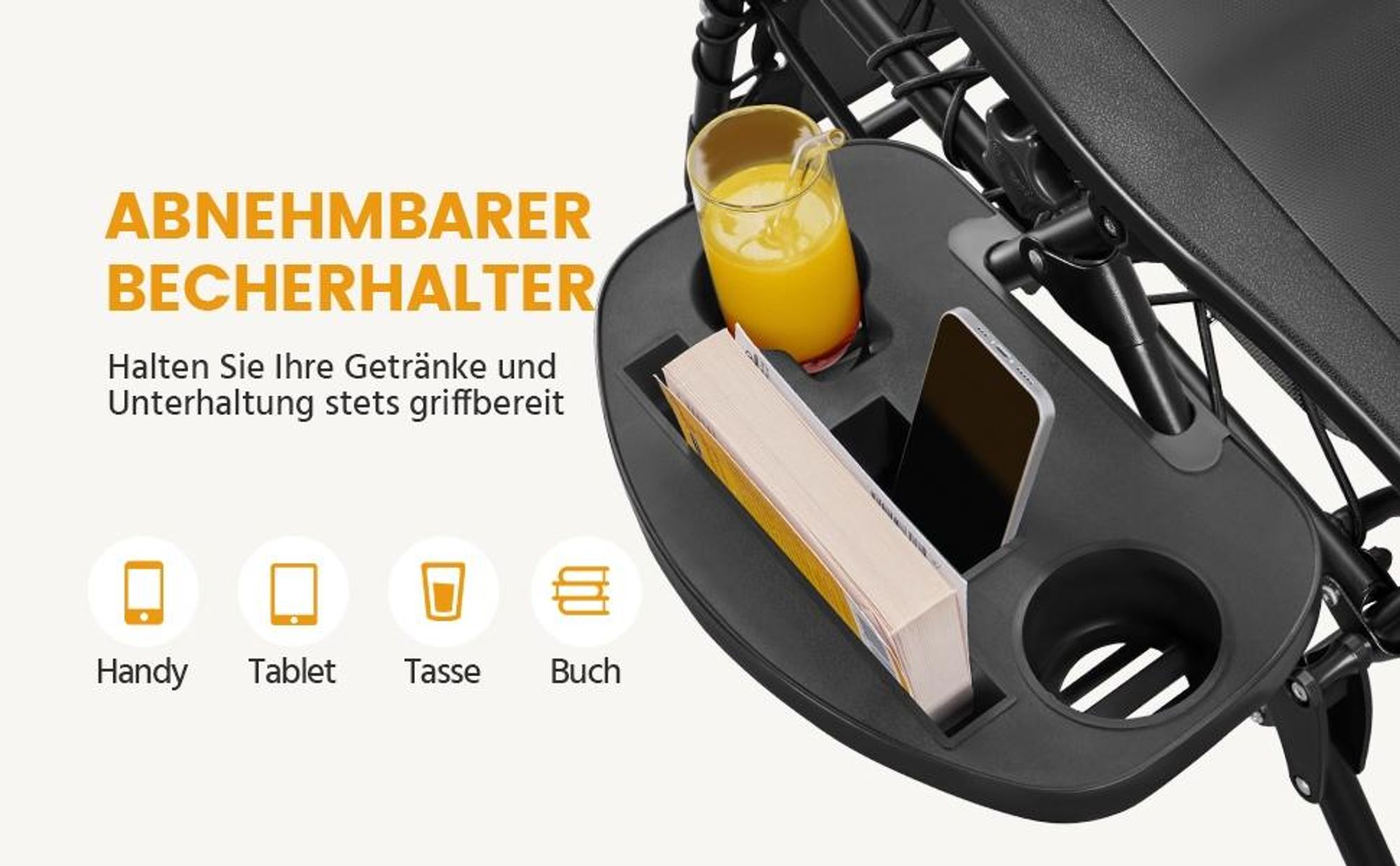 Yaheetech 2er Set klappbarer Liegestuhl, mit Nackenkissen & Getränkehalter, Sonnenliege mit verstellbarer Rückenlehne, Dunkelgrau