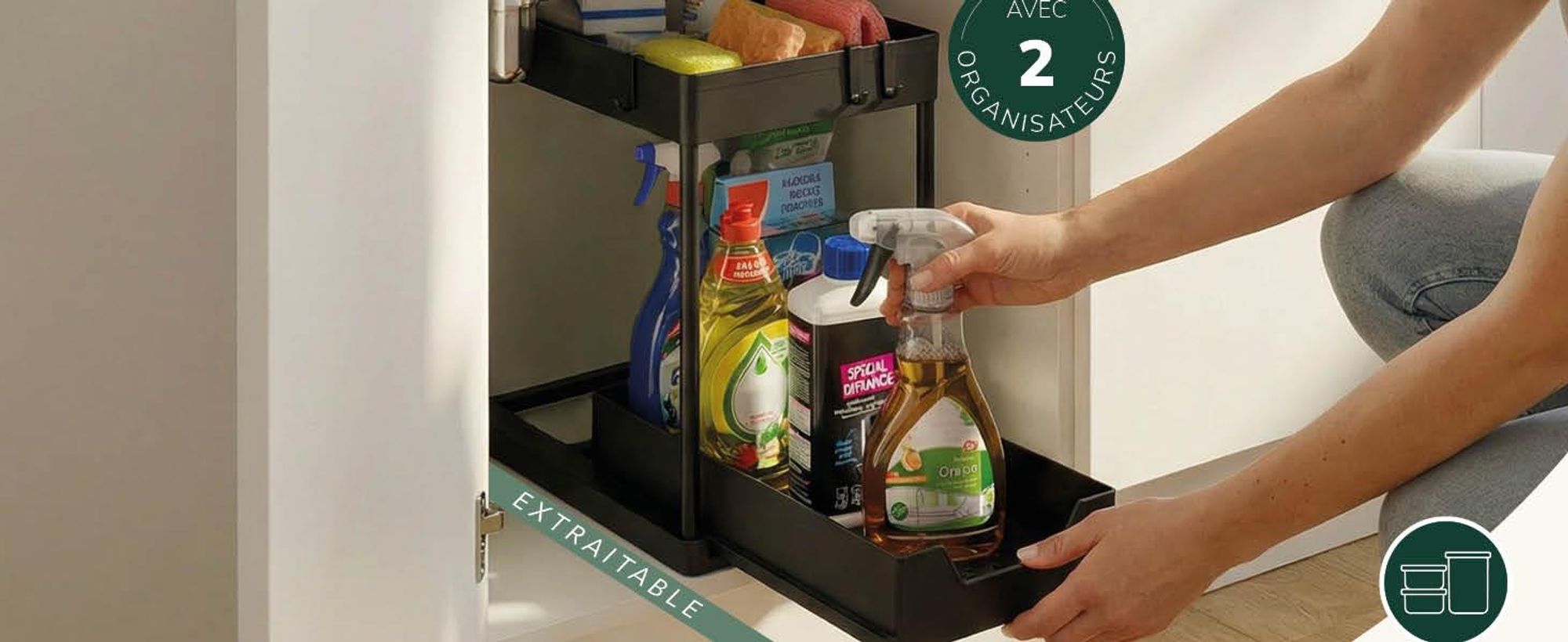 étagère coulissante dans la cuisine