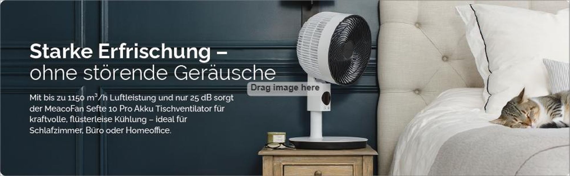 MeacoFan Sefte® 10 Pro Standventilator kabellos – bis zu 40 Std. Laufzeit, leise 25 dB, 1150 m³/h Luftleistung, Fernbedienung, 3-in-1 Design