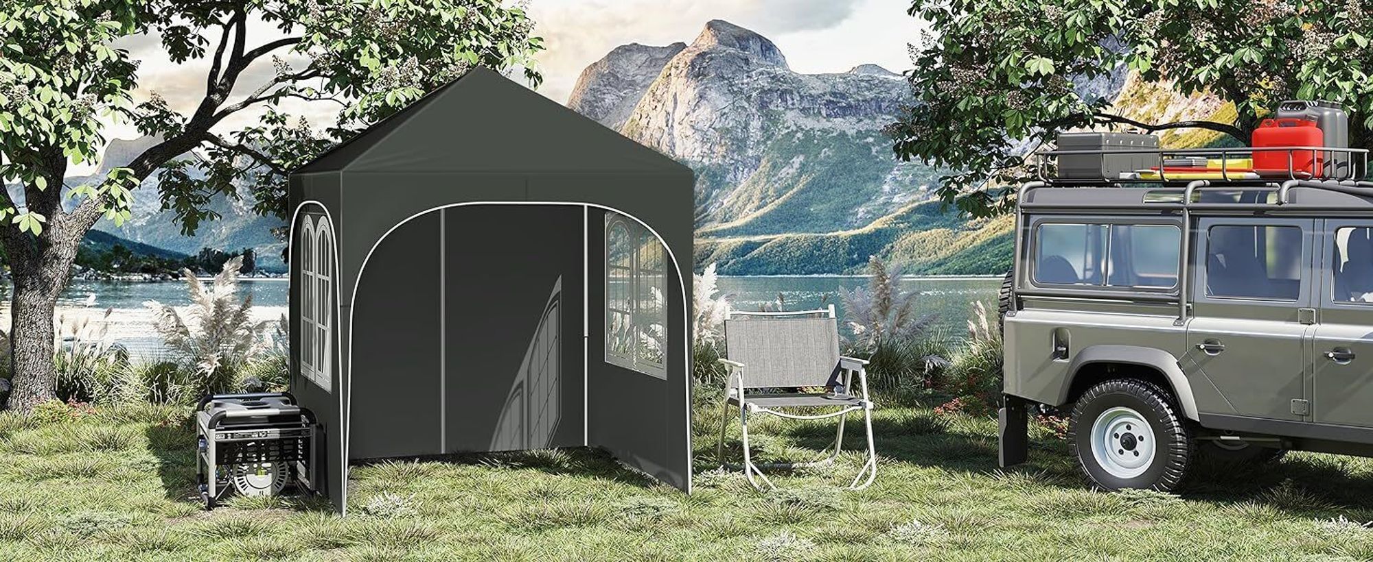 WOLTU Pavillon, Faltpavillon 2x2 m, mit 4 Seitenwänden, Partyzelt höhenverstellbar, Grau
