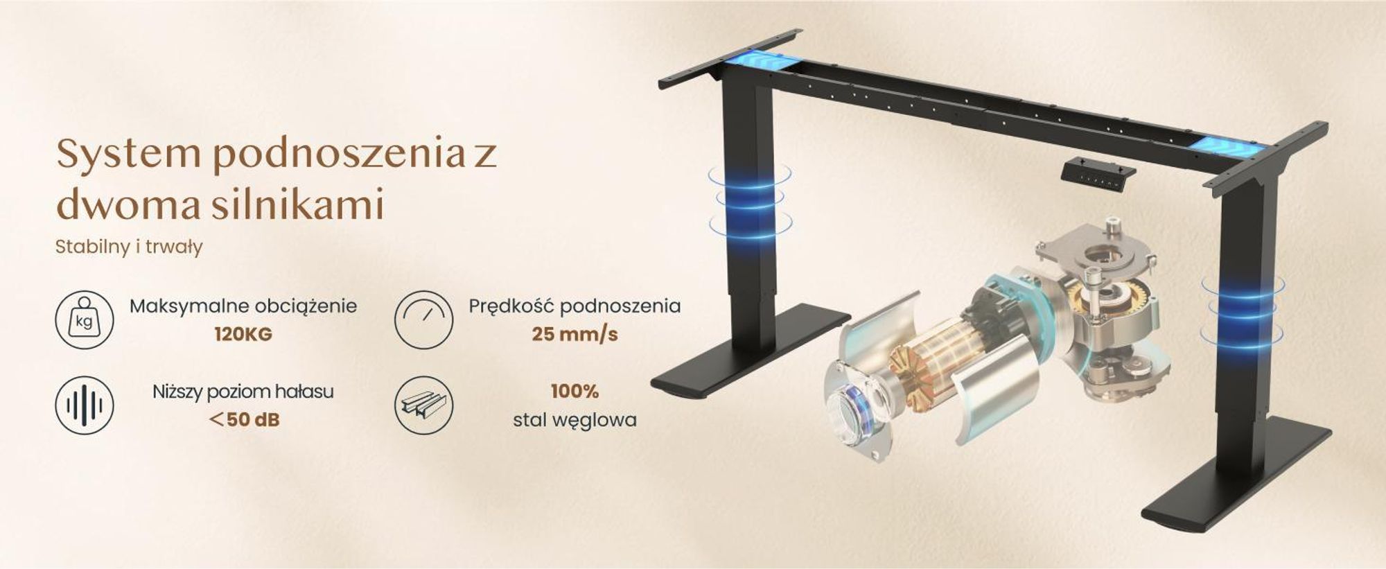 FLEXISPOT QB2 Biurko z regulacją wysokości Elektryczne 200x80cm, 2 MOCNE SILNIKI, nośność 120 kg, ochrona przed kolizją 4 funkcje pamięci (czarne)