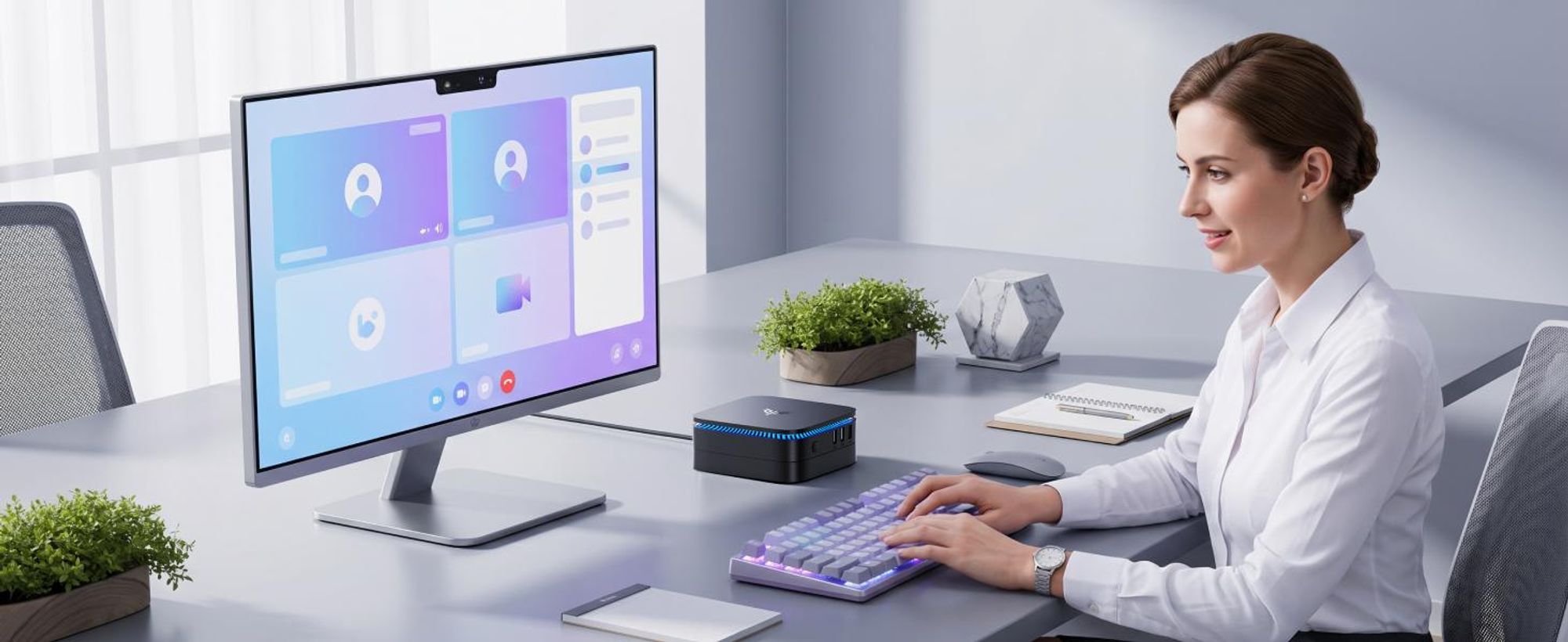 NiPOGi Mini PC Intel Pentium N5030 (bis zu 3,1 GHz) 8GB RAM 256GB SSD met Windows 11 Pro, 4K Dual Display 2× HDMI Mini Desktop PC