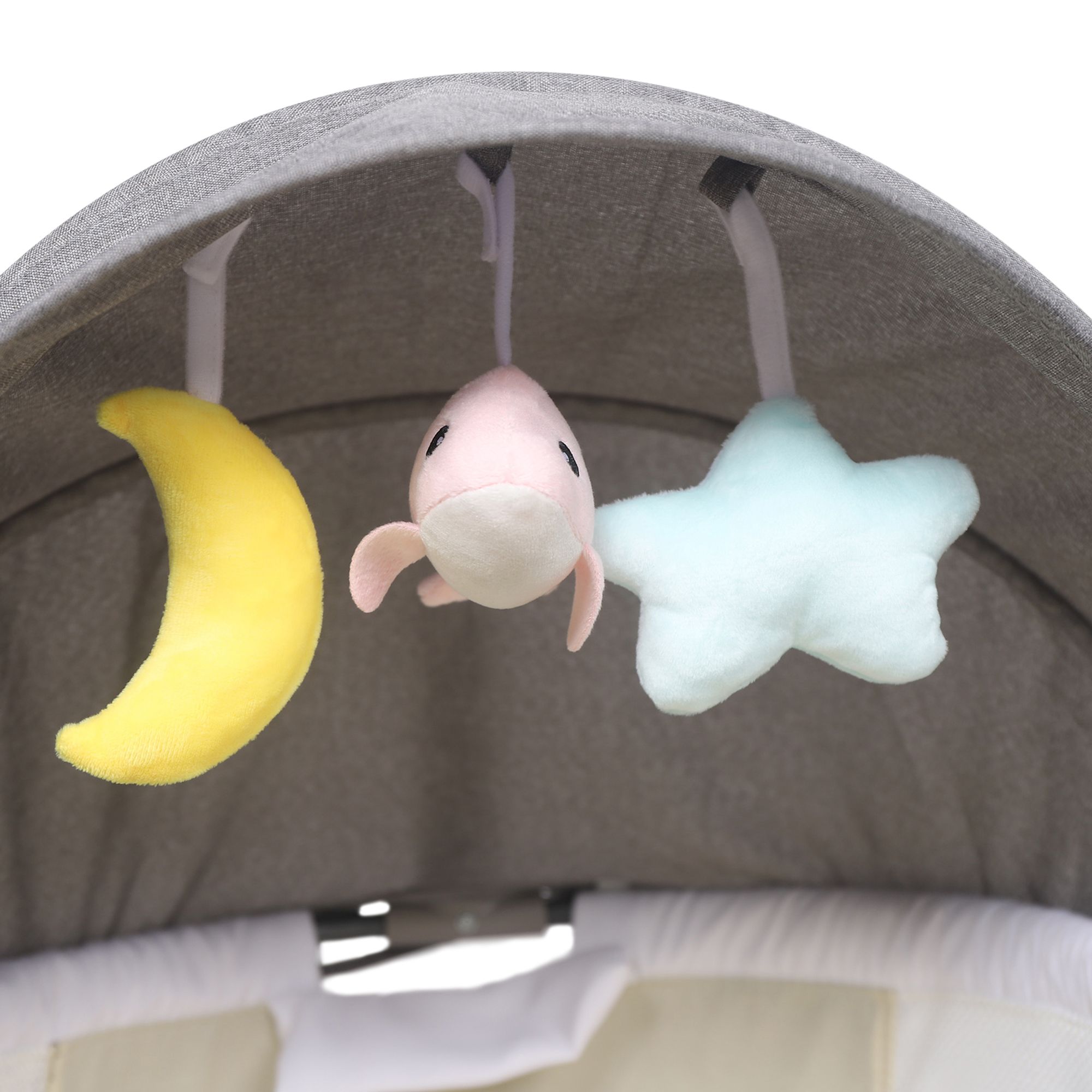 Elektrische Automatische Babywippe 3-Gang-Schaukel mit Fernbedienung Timing Bluetooth bis 9kg (grau)
