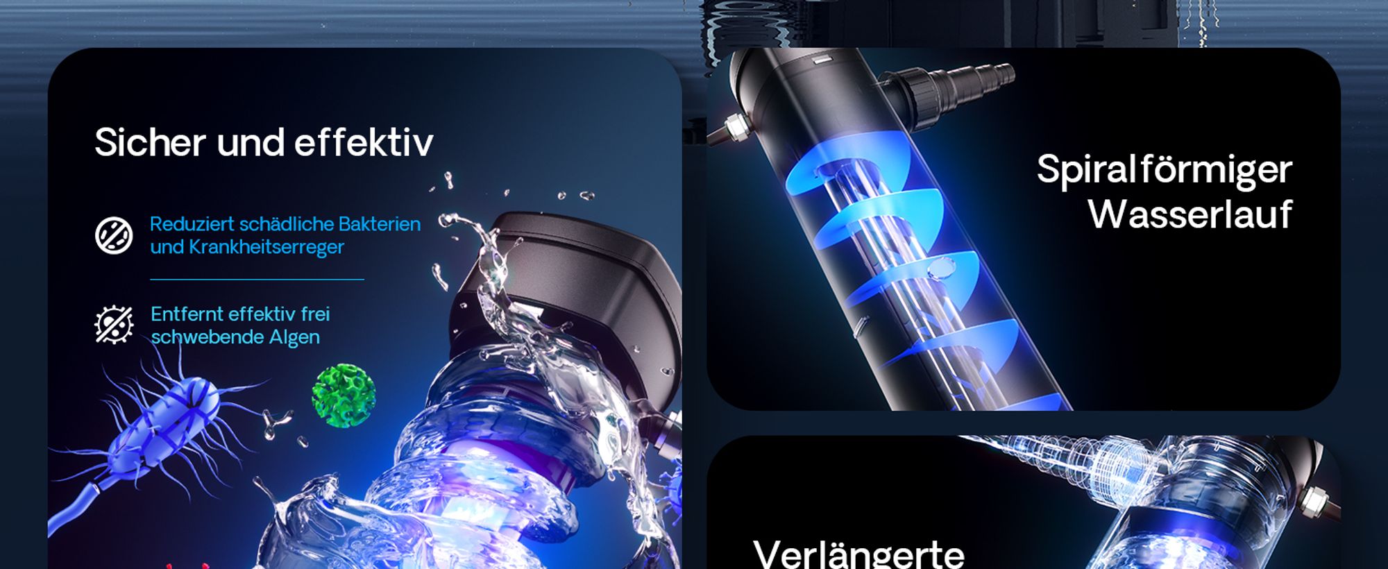 SunSun CUV-236 Teichklärer 6000 l/h / 36 W UVC, Vorklärgerät für Teichfilter & Teichpumpe, Wasserklärer mit UV-Lampe, Lichtfilter zur Algenbekämpfung