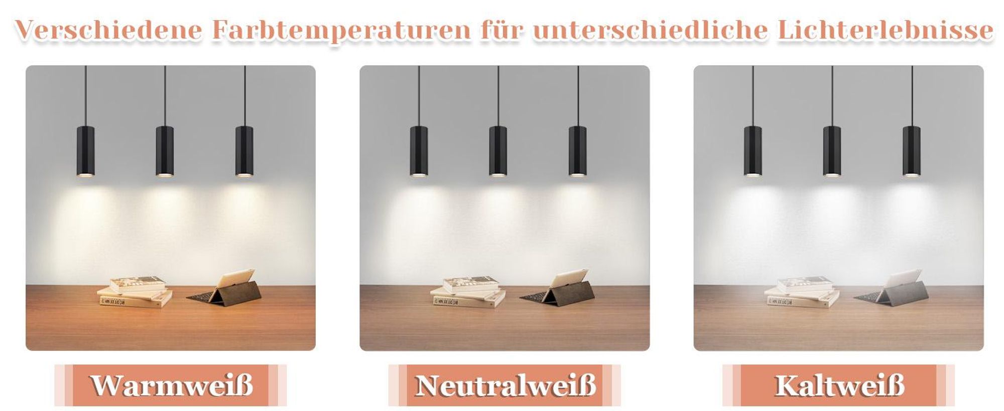 ZMH Pendelleuchte Esszimmer 3 Ecikg Flammig Modern Hängelampe Pendellampe GU10 Metall Hängeleuchte für Wohnzimmer Küche Schlafzimmer Schwarz
