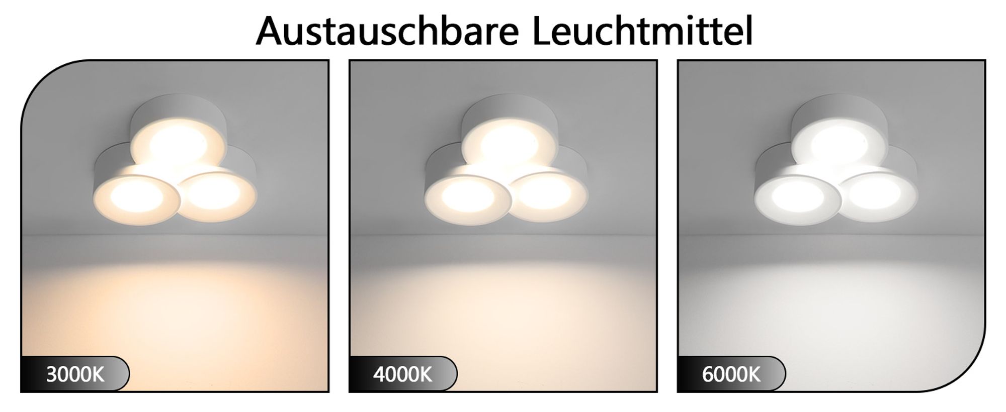 ZMH Deckenleuchte Aufputz Aufbauspot weiß Aufbaustrahler rund Deckenlampe Flur Modern Deckenspots 3 flammig GX53 Max.10W Deckenstrahler Aufbauleuchte für Küche Esszimmer Ohne Leuchtmittel