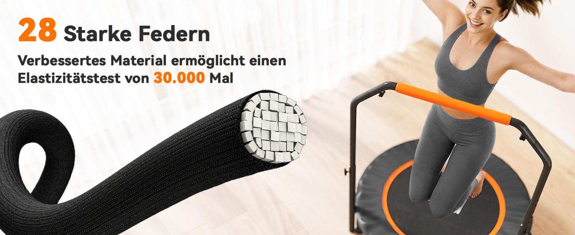 HOMCOM 102 cm Faltbarer Fitness-Rebounder, Fitness-Trampolin mit Haltegriff