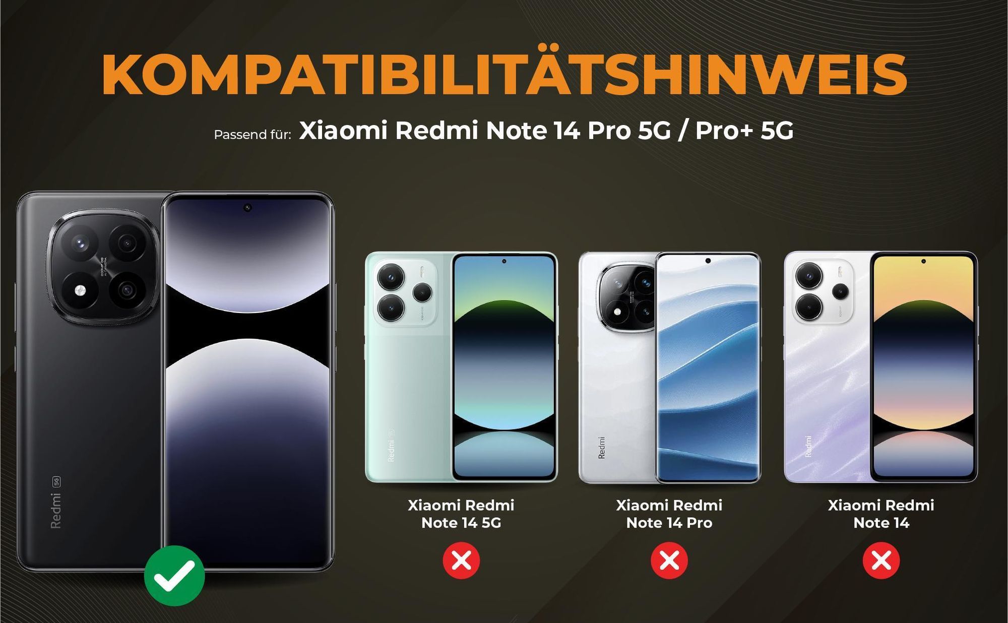 Kompatibilitätshinweise Hülle für Xiaomi Redmi Note 14 / 14 Pro+ 5G