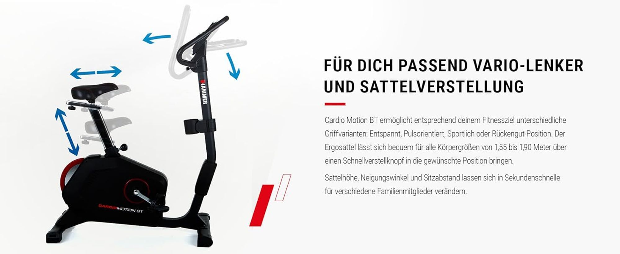 HAMMER Ergometer Cardio Motion BT, Heimtrainer, 22 Programme, max. 130 kg