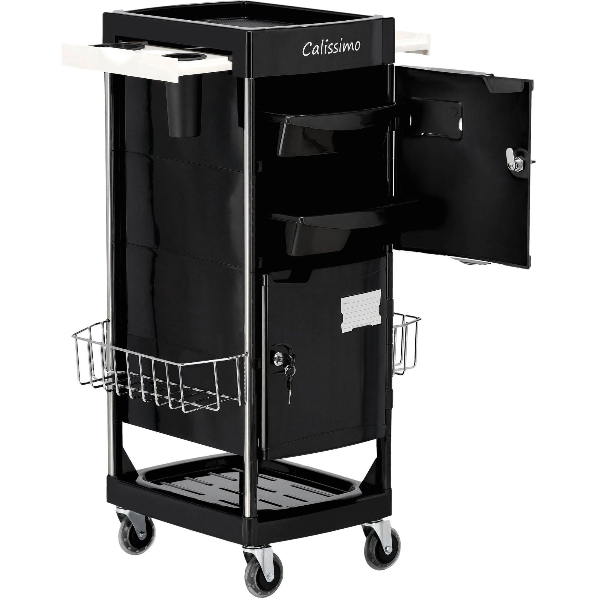 Carrello di servizio per parrucchieri X10-F con ruote, tavolino e mobiletto cassetti per tintura e