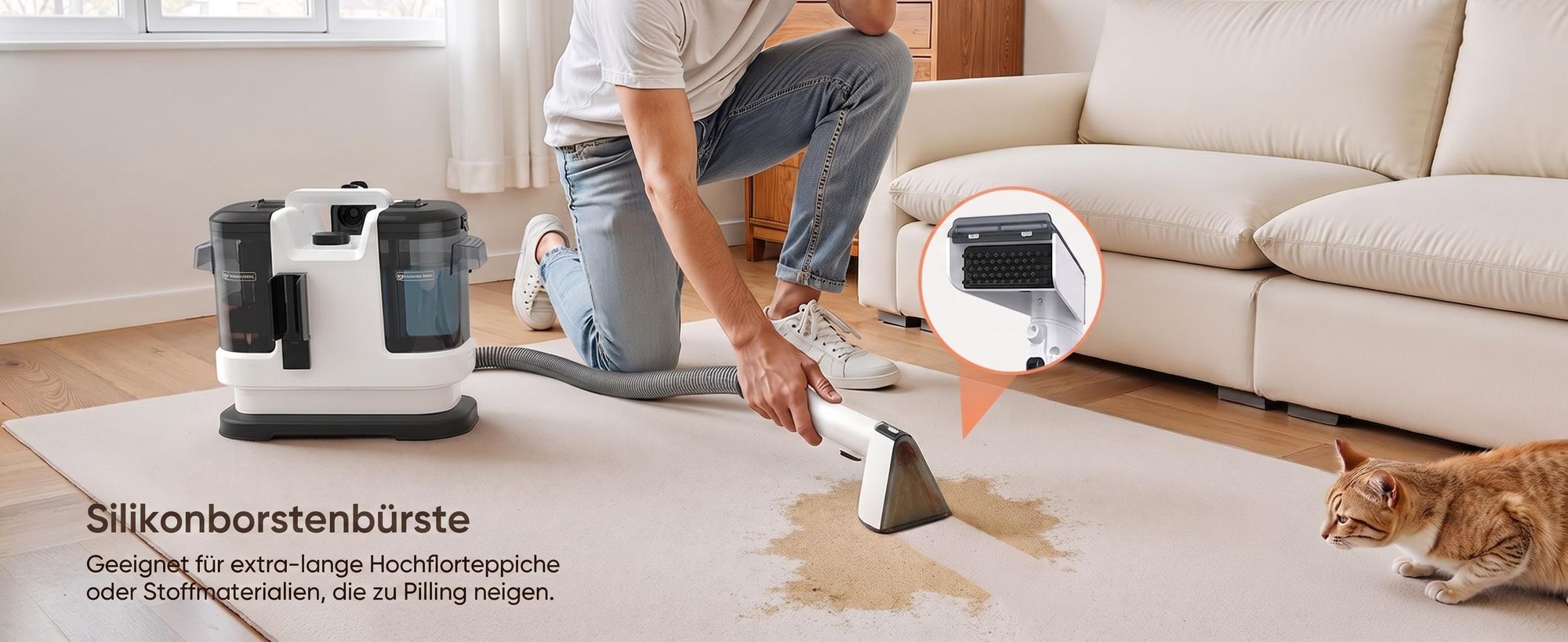 Lubluelu V6 Teppichreiniger Waschsauger Polsterreiniger 5IN1 13.500Pa 450W mit 2-Tank-System Nasssauger für Sofa Auto Teppich