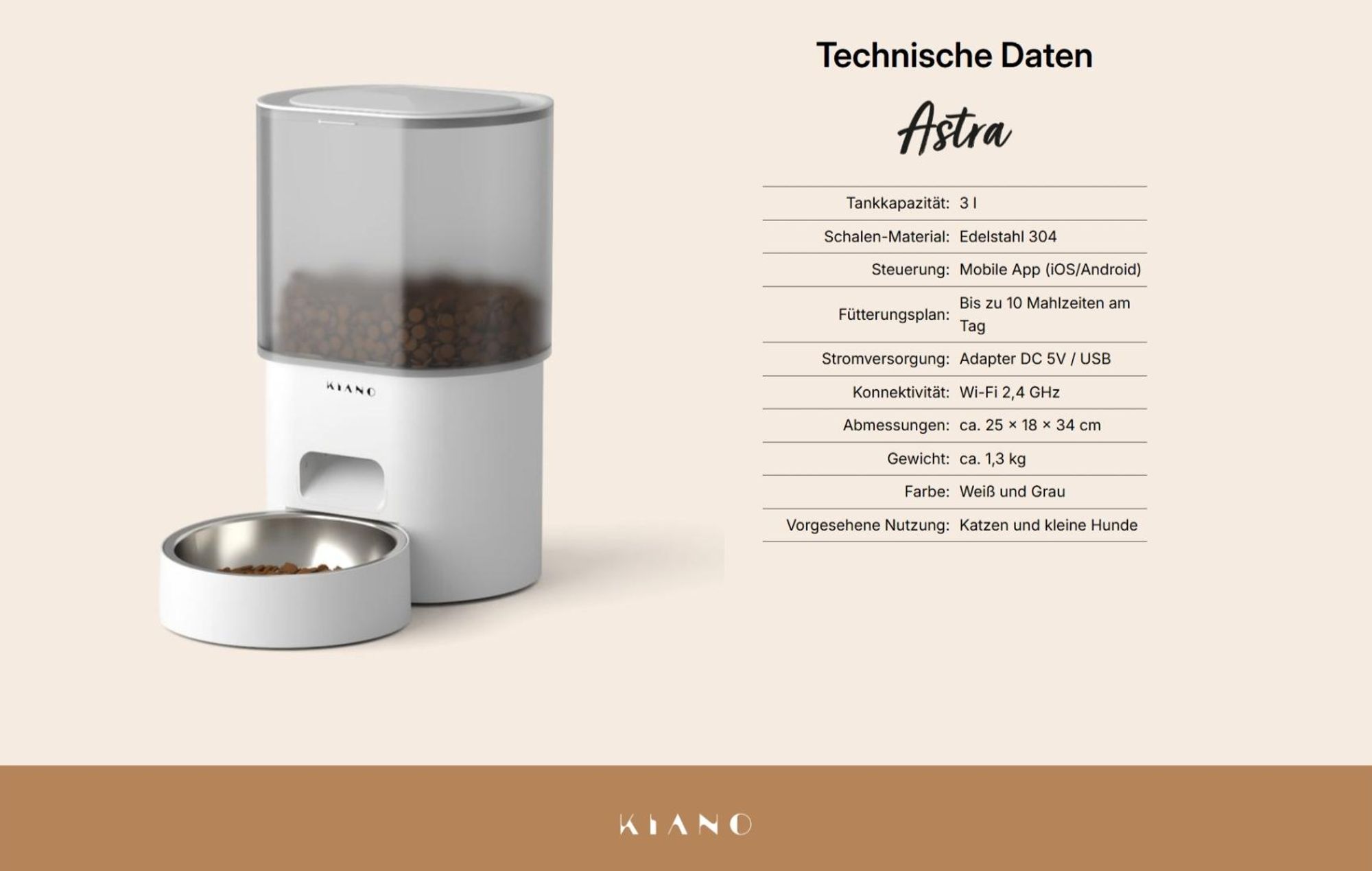 Futterautomat Katze Hund 3L Futterspender automatisch mit App WLAN Edelstahlnapf