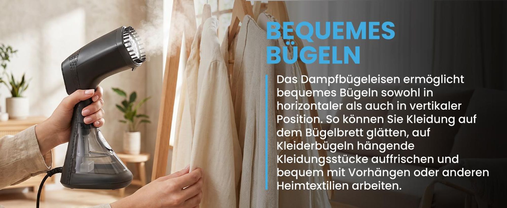 Dampfbügeleisen Bügeleisen Kleiderdampfer mit einstellbarem Dampfglätter