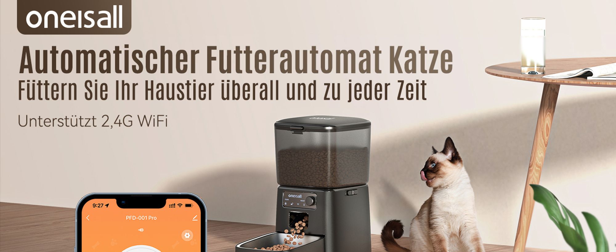 Oneisall PFD001 Pro intelligenter Lebensmittelspender (schwarz)
