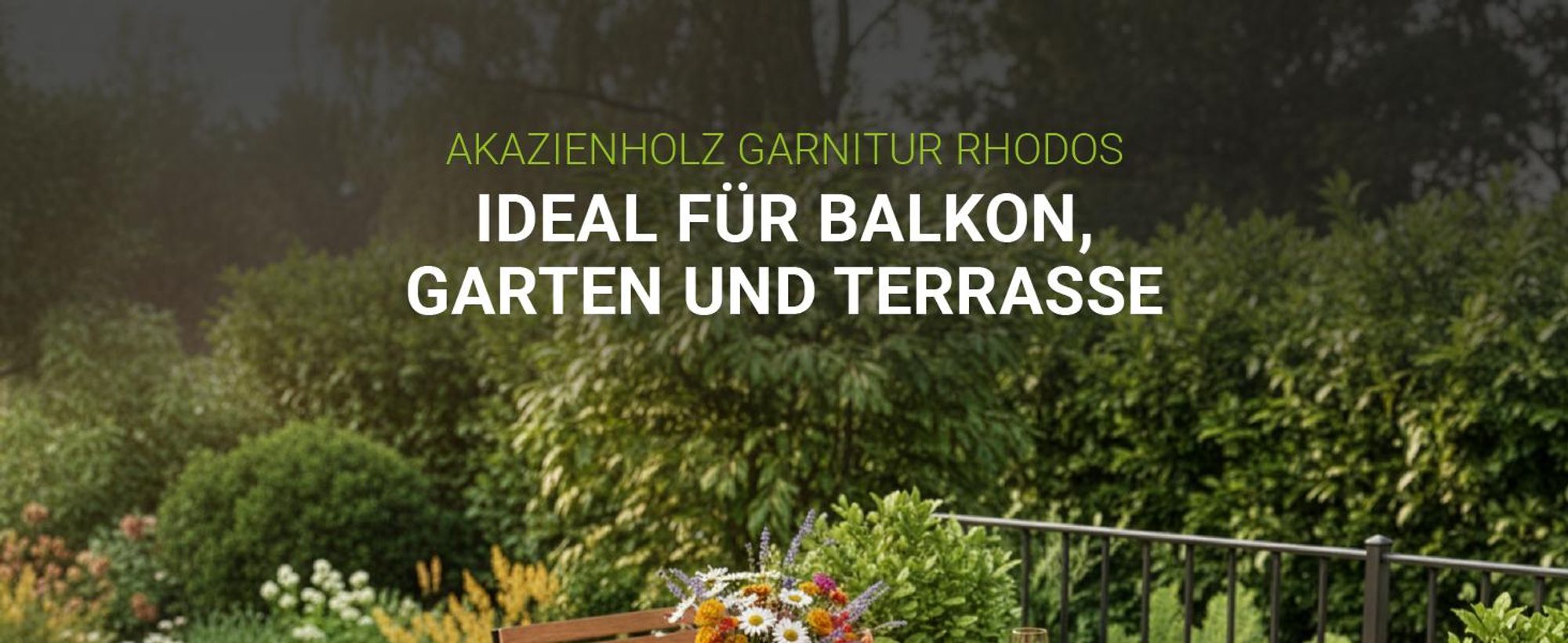 Juskys Akazienholz Gartengarnitur Rhodos - Tisch, 4 Stühle & Auflagen - Gartenmöbel Holz