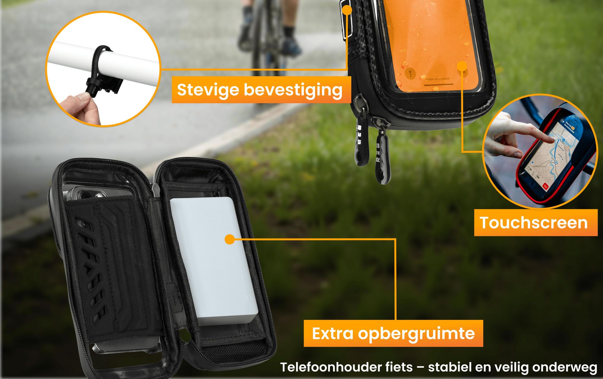 R2B Waterdichte Telefoonhouder Fiets tot 7 inch - 360° Draaibaar