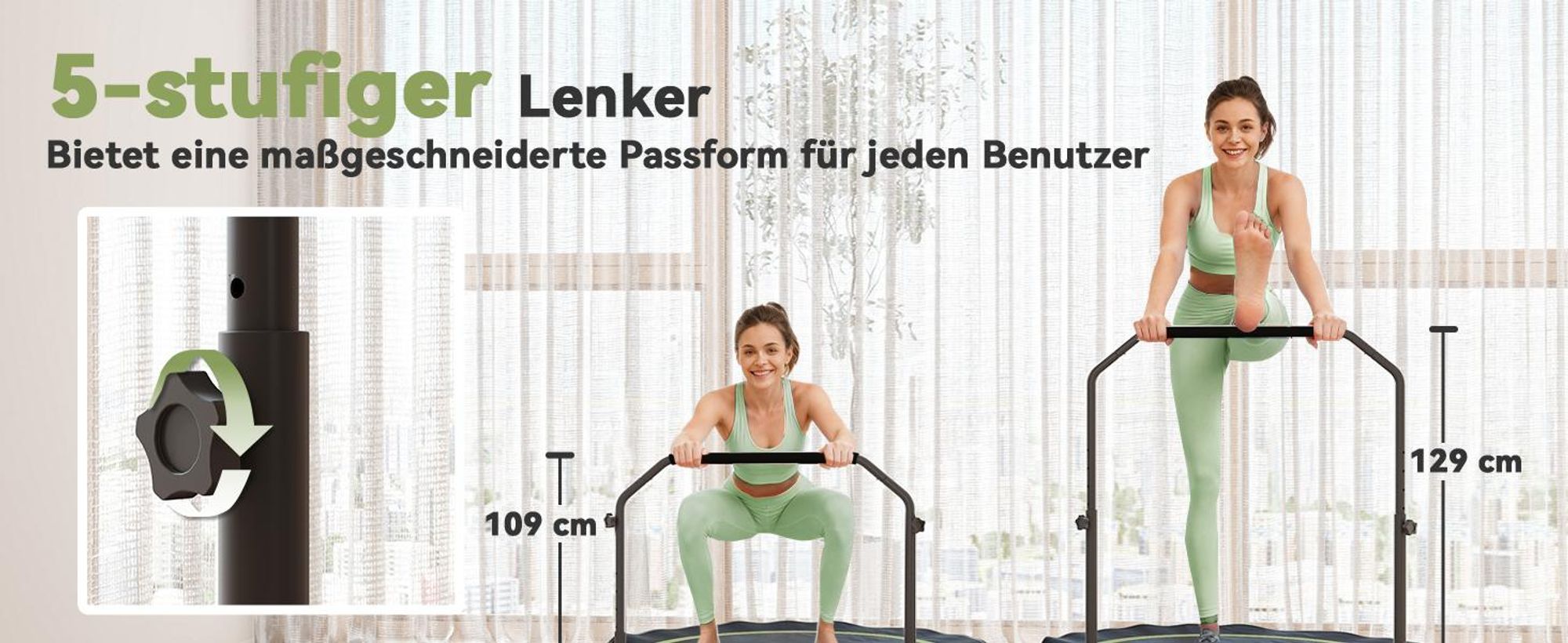 SPORTNOW Fitness Trampolin klappbar Ø114cm Mini Trampoline mit 5 Handgriffstufen