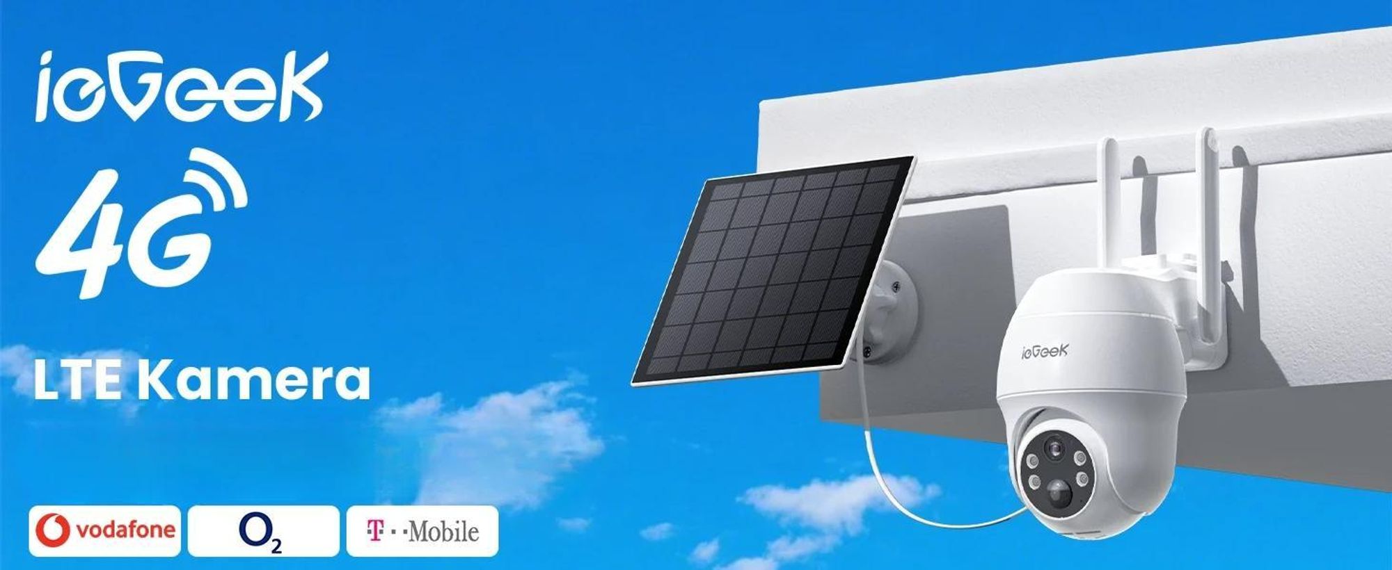 ieGeek 2K 4G LTE Überwachungskamera Aussen Akku mit SIM Karte, 360° PTZ Kabellose Solar Kamera Outdoor ohne WLAN, Farbige Nachtsicht, mit 64GB Karte