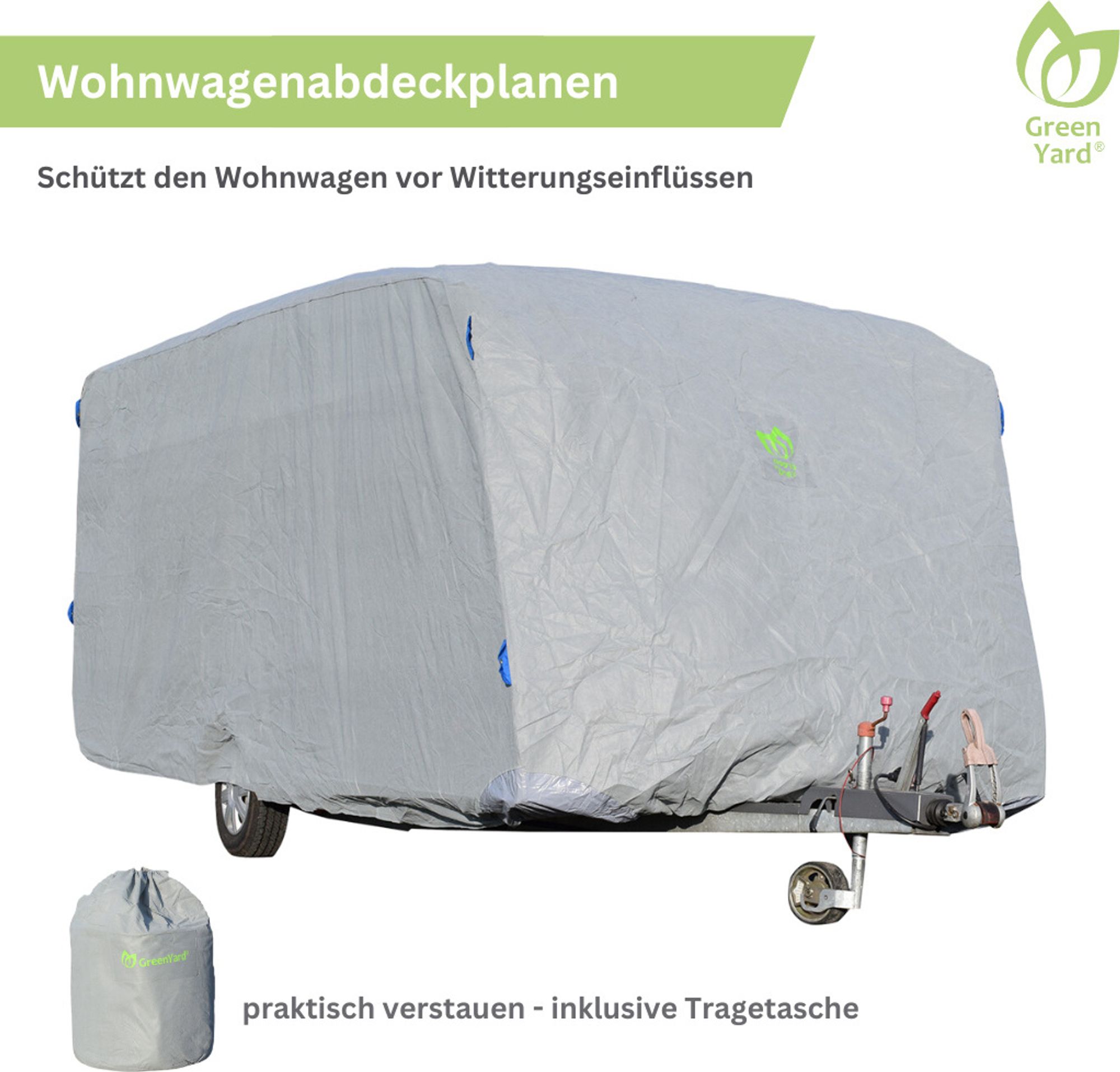 GreenYard Abdeckplane für Wohnwagen oder Wohnmobile Größe S, 460 x 250 x 220 cm